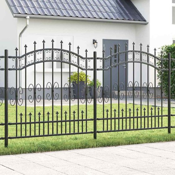 Gartenzaun Grau 165 cm Pulverbeschichteter Stahl Gartenzaun Grau 165 cm Pulverbeschichteter Stahl
