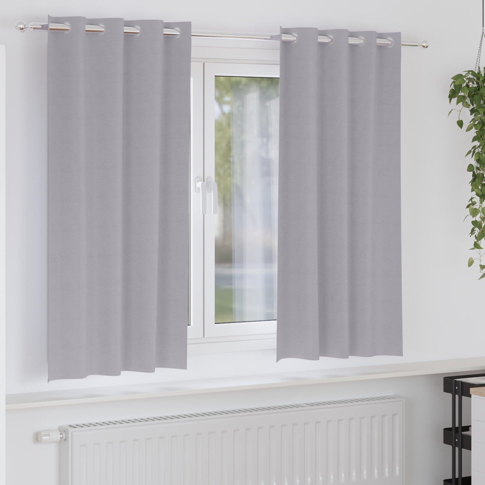Vorhänge mit Vorhängen 2 pcs Metallgrau 175 x 140 cm Polyester