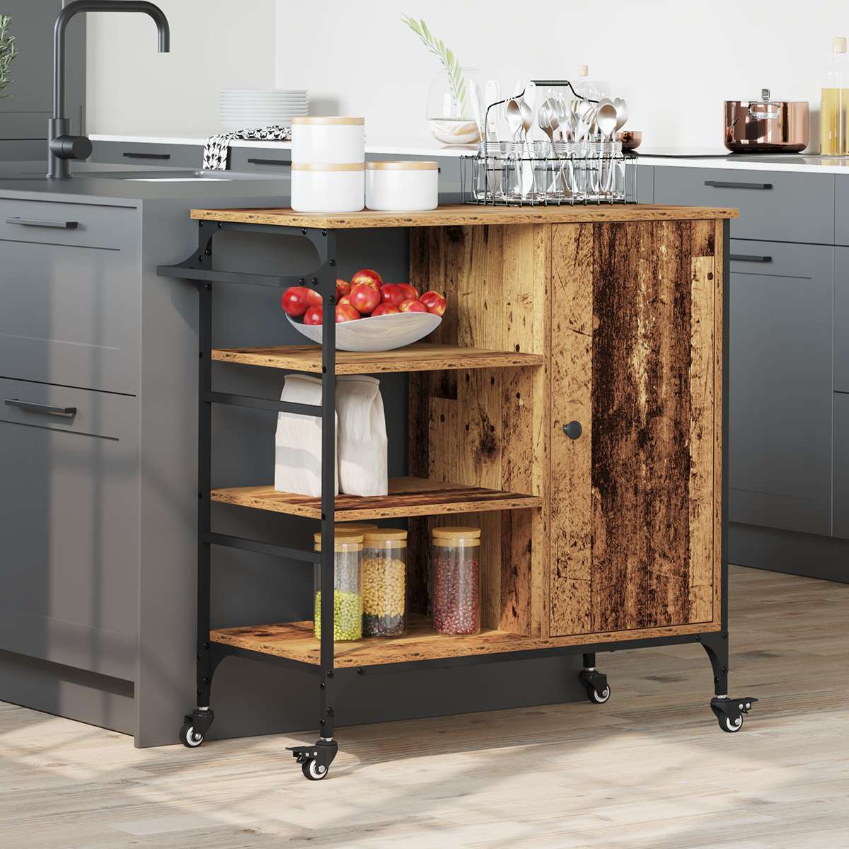 Küchenwagen Altes Holz 87,5x38,5x84,5 cm Ingenieurholz