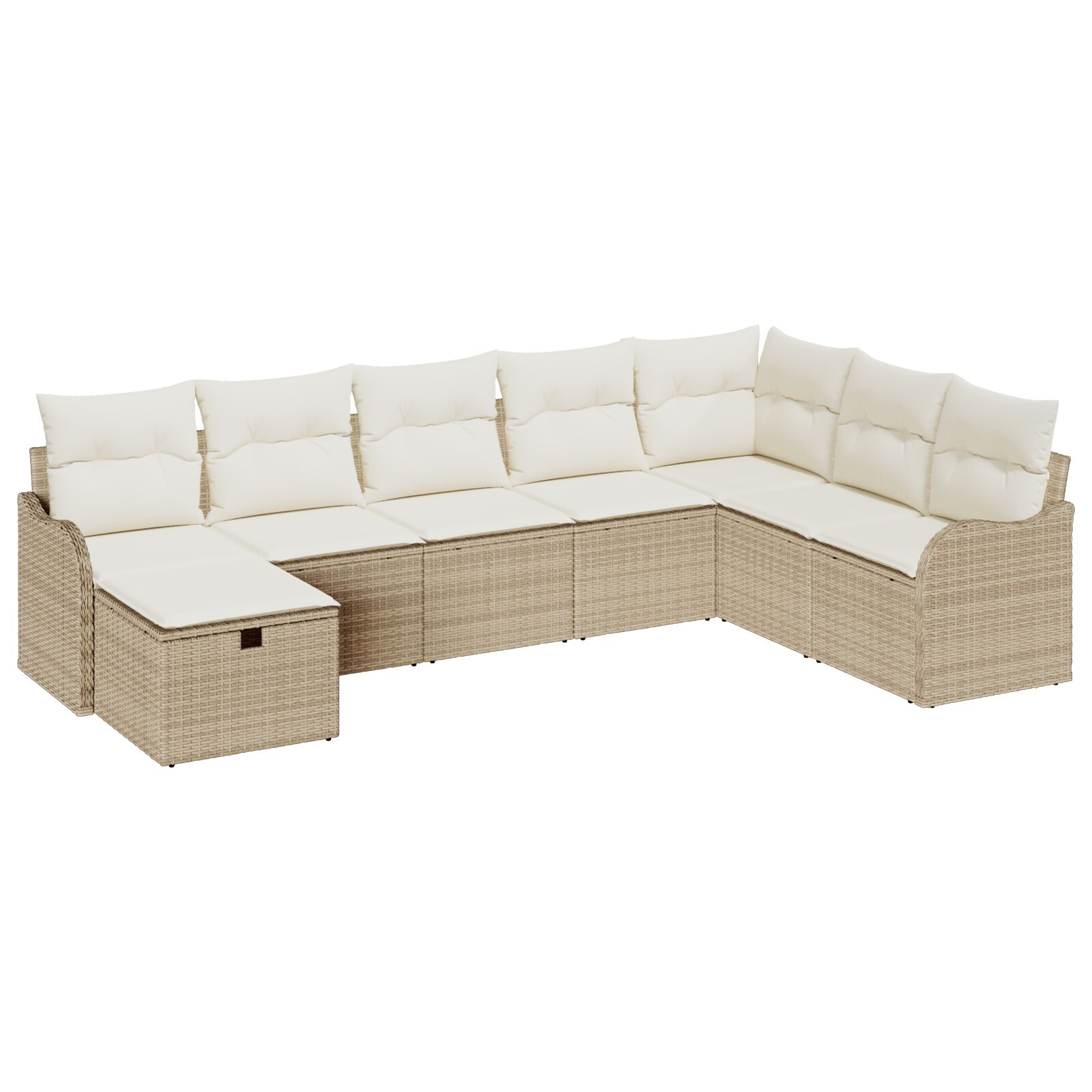 8-teilige Garten Sofa Set mit Kissen Beige Poly Rattan, 2-Sitzer Garten Sofa mit Kissen Beige Poly Rattan