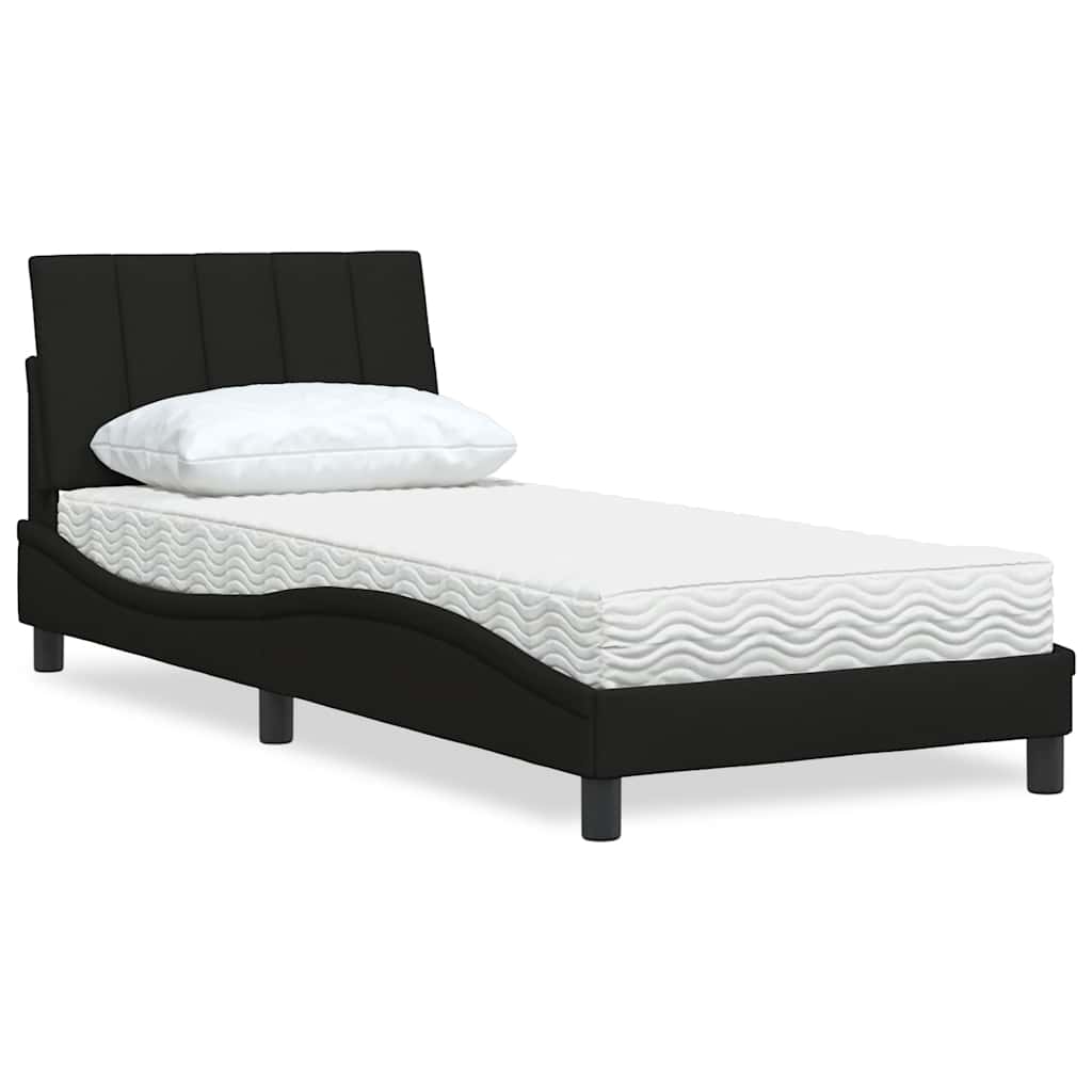 Bett mit Matratze Schwarz 80x200 cm Stoff
