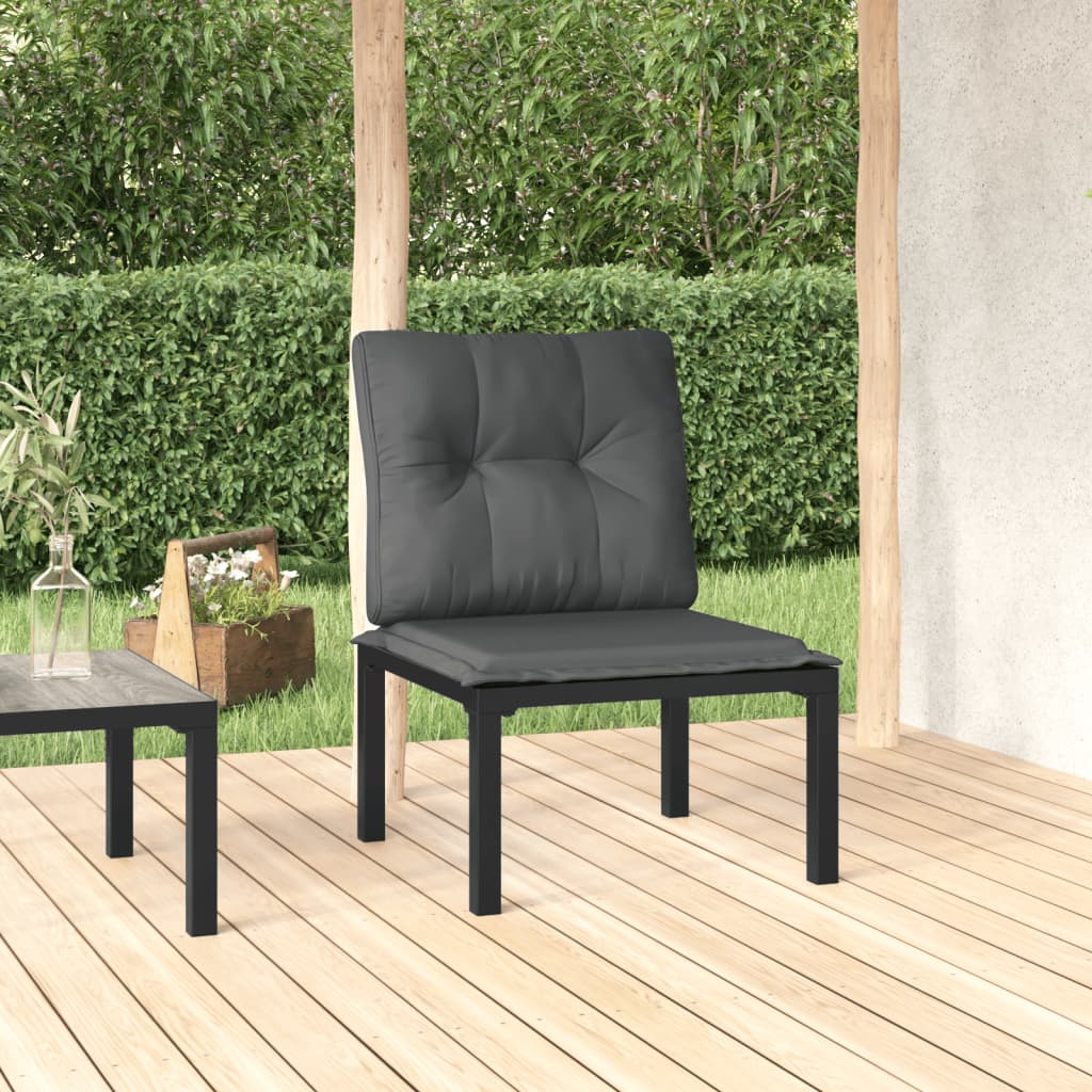 Gartenstuhl mit Kissen Schwarz und Grau Poly Rattan Gartenstuhl mit Kissen Schwarz und Grau Poly Rattan