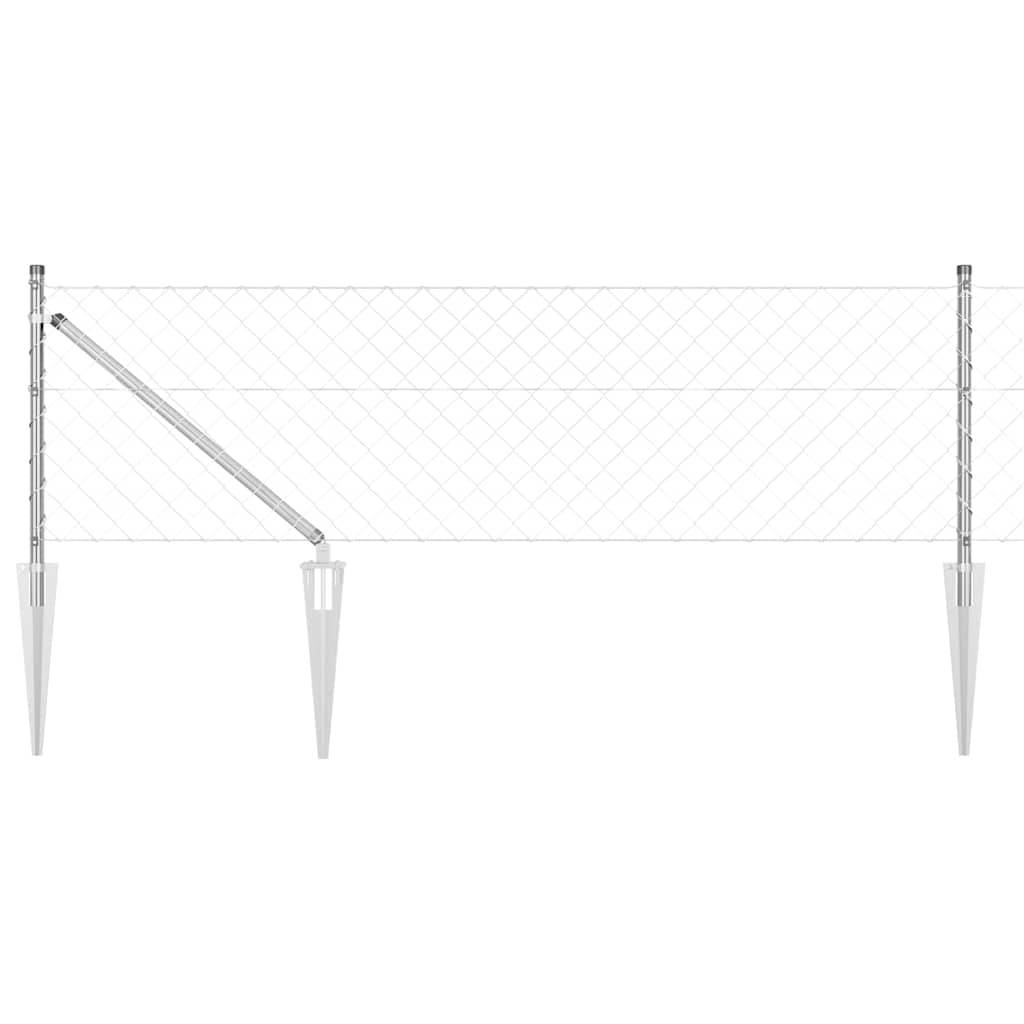 Zaunpfostenset Silber 25 x 0.8 m Verzinkter Stahl