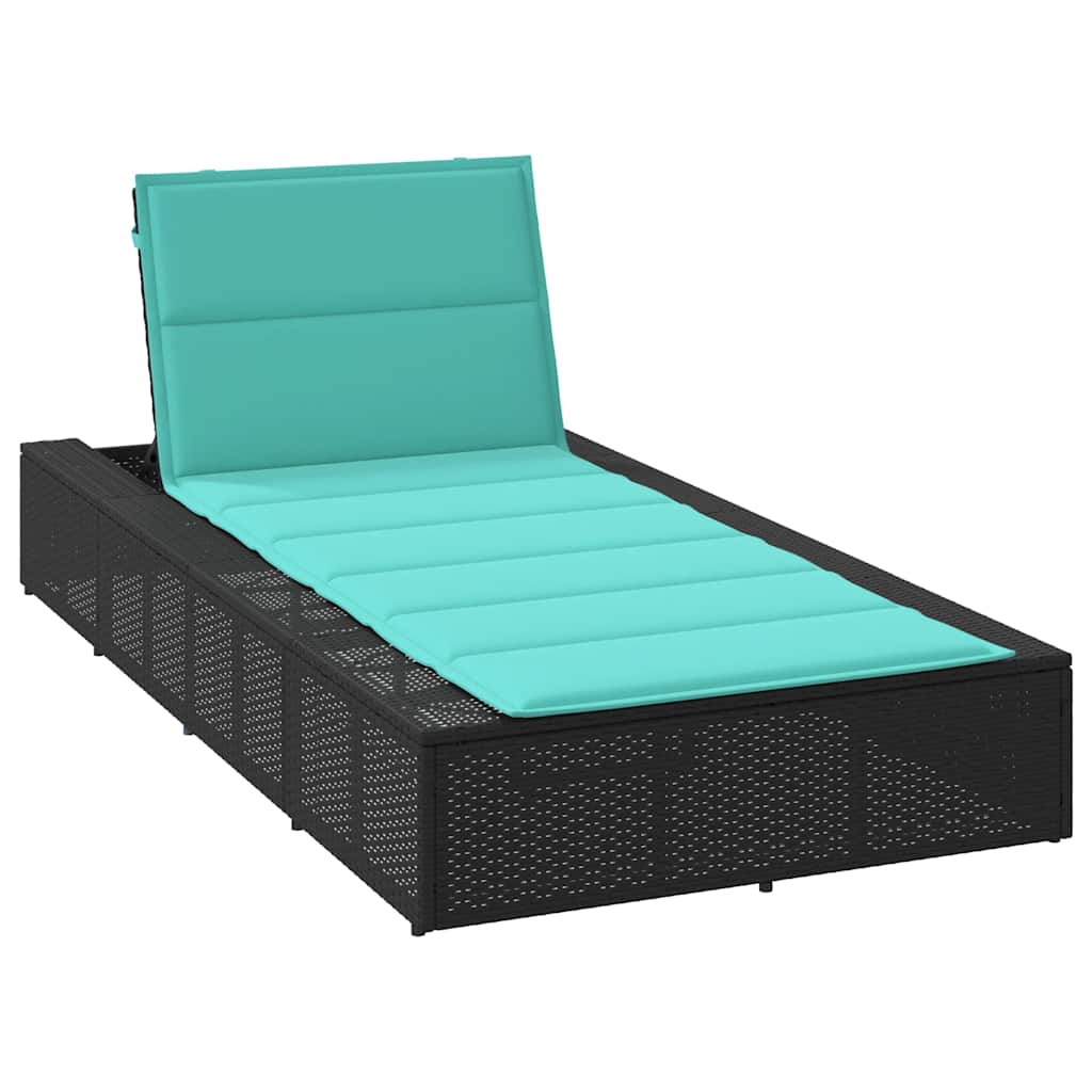Sonnenliege mit schwebender Auflage Schwarz Poly Rattan Sonnenliege mit schwebender Auflage Schwarz Poly Rattan