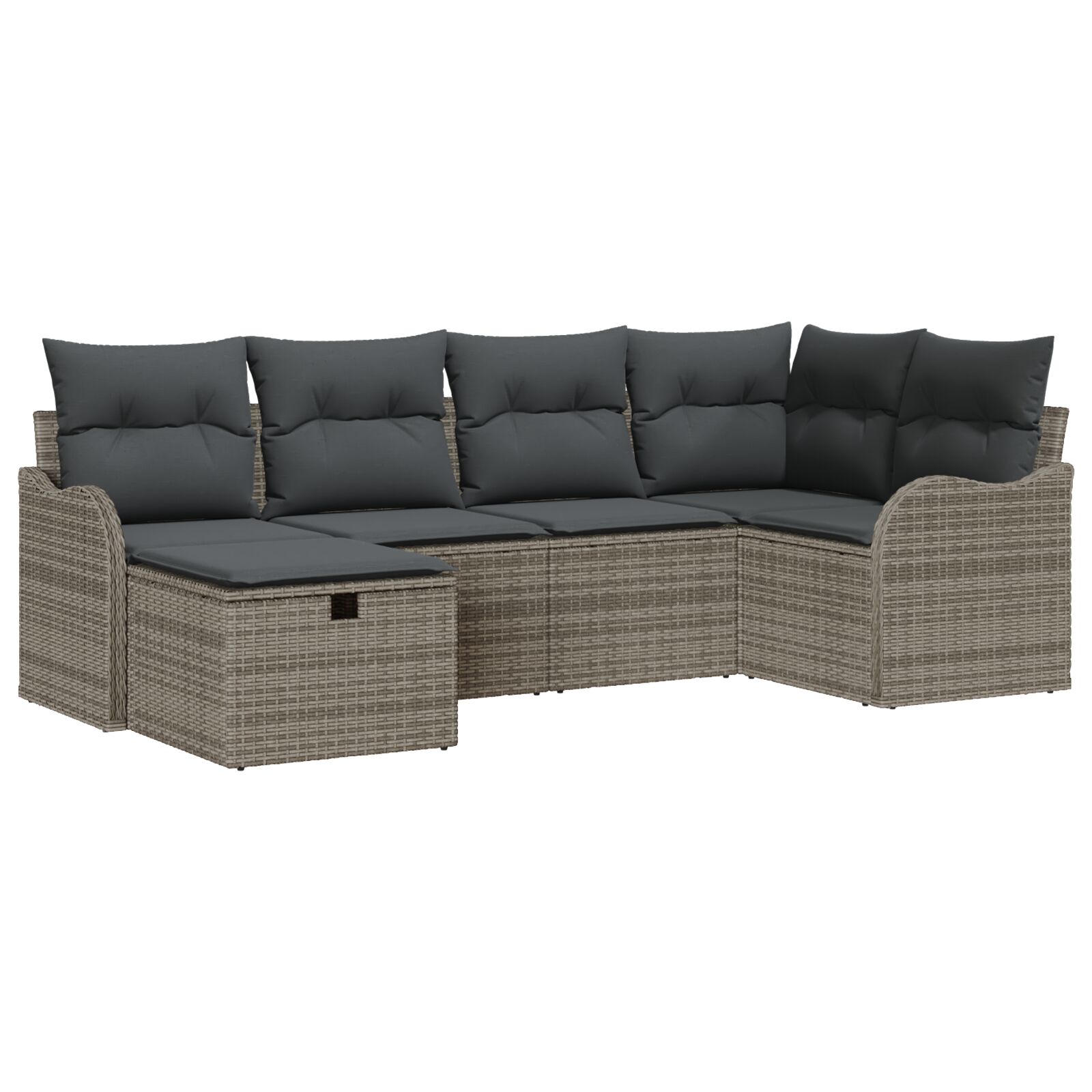 6-teiliges Garten Sofa Set mit Kissen Grau Poly Rattan, 2-Sitzer Garten Sofa mit Kissen Grau Poly Rattan 6-teiliges Garten Sofa Set mit Kissen Grau Poly Rattan, 2-Sitzer Garten Sofa mit Kissen Grau Poly Rattan