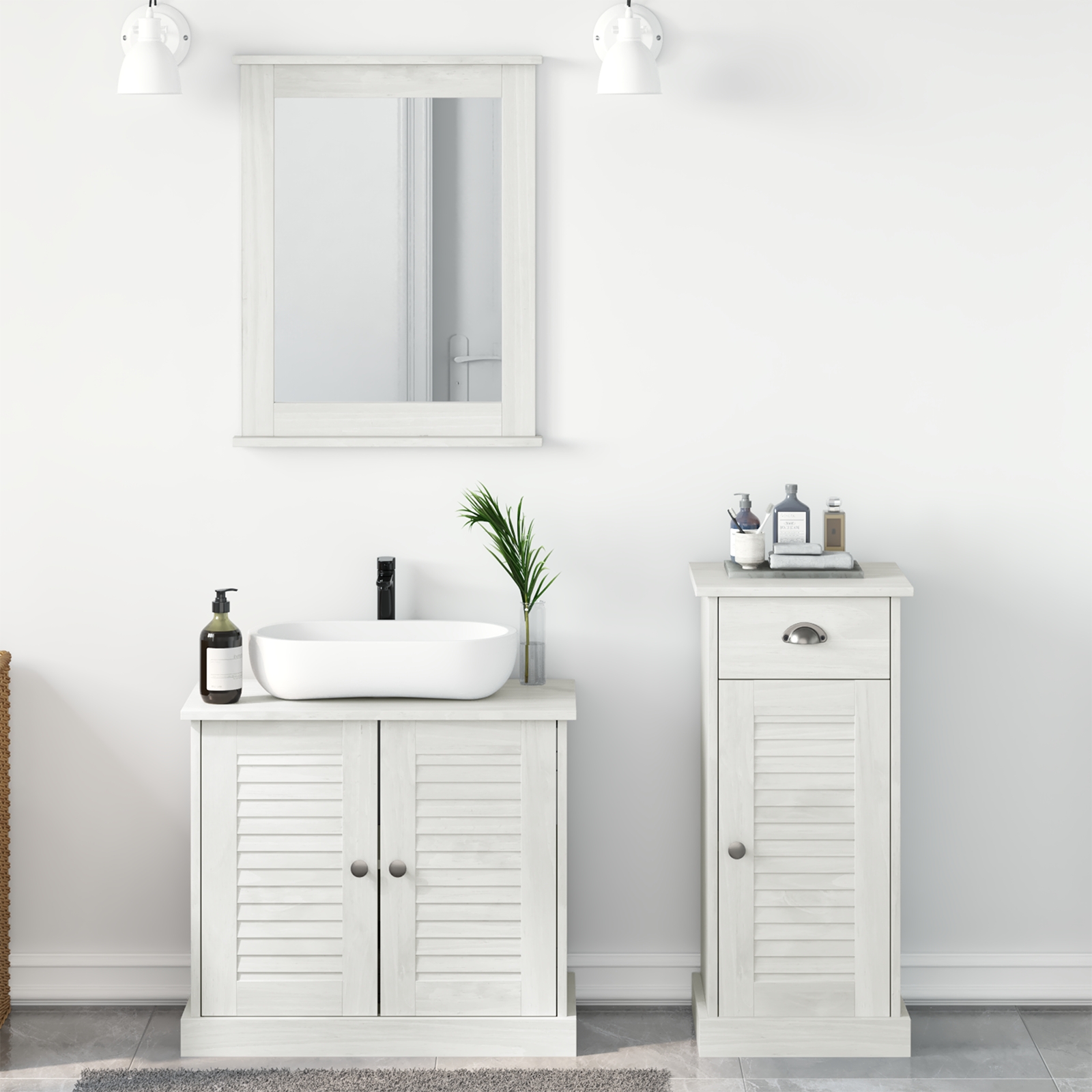 Badezimmermöbel Set mit Schubladen mit Regal Wandmontiert mit Speicher mit Tür mit Spiegel 3 pcs Braun 37 x 34 x 80 cm