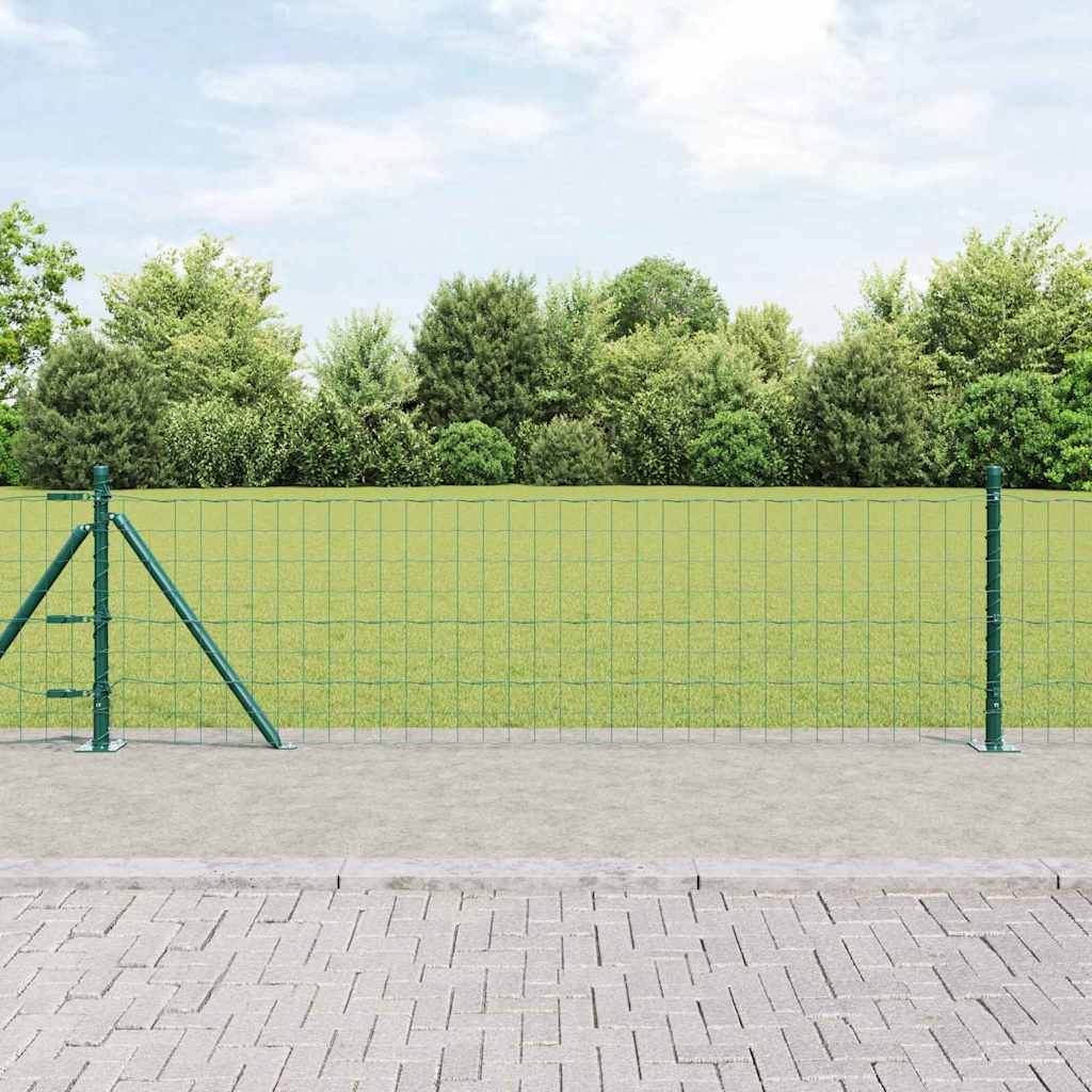 Euro Zaun mit 13 Flanschpfosten 0.6x25 m aus verzinktem Stahl