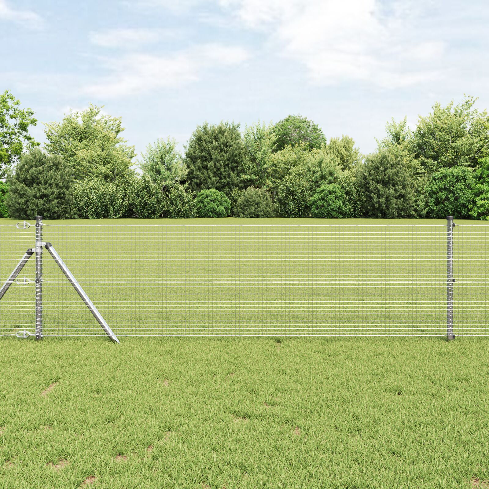 Schweißzaun mit 7 Pfosten 0.6x10 m verzinkter Stahl
