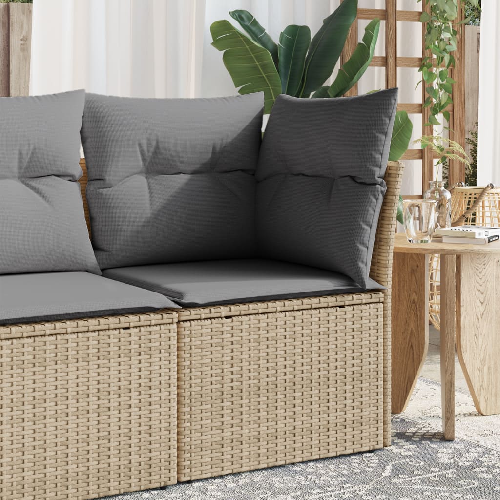 Gartensofa ohne Armlehnen mit Kissen Beige Poly Rattan