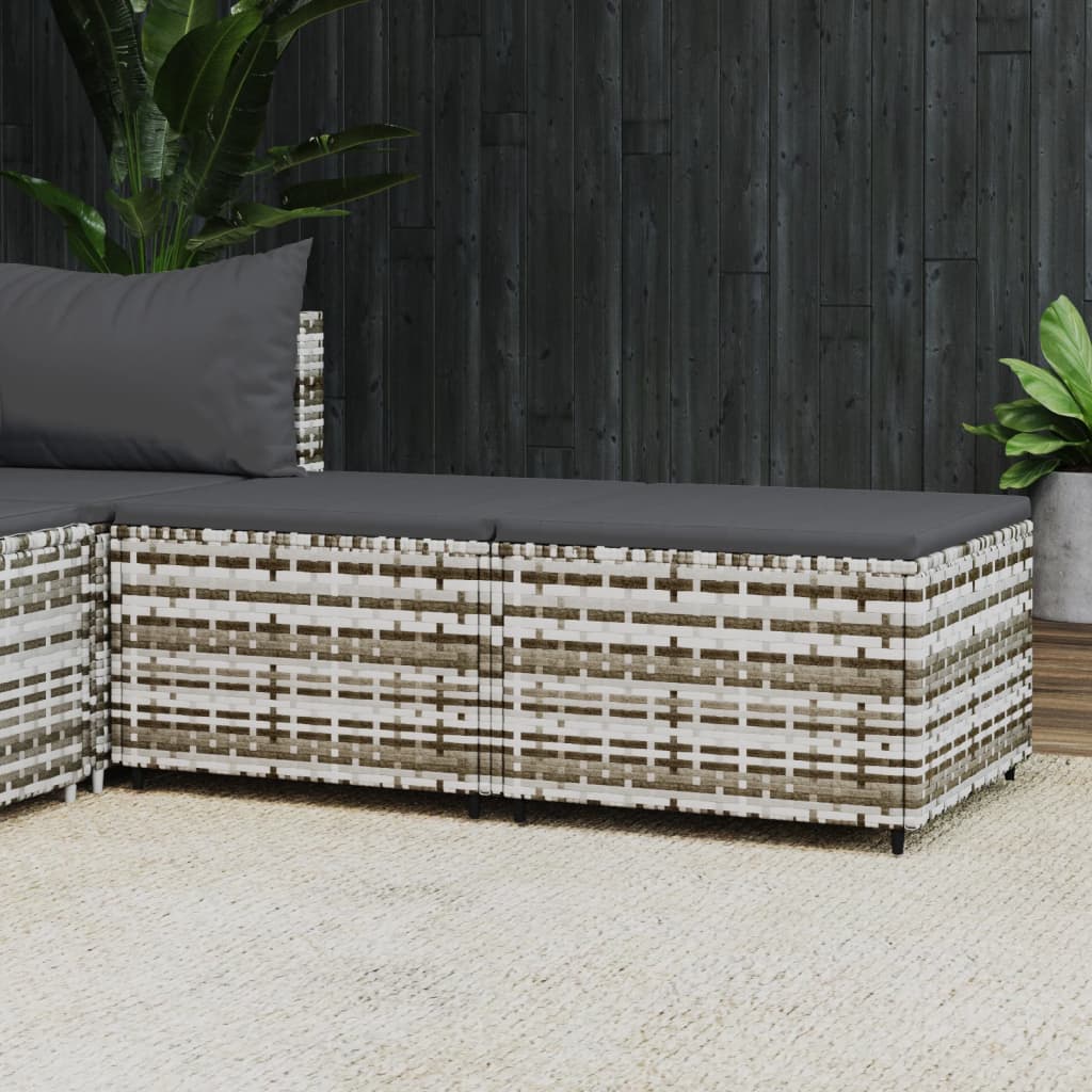 Gartenhocker mit Kissen 2 Stk. Grau Poly Rattan Gartenhocker mit Kissen 2 Stk. Grau Poly Rattan