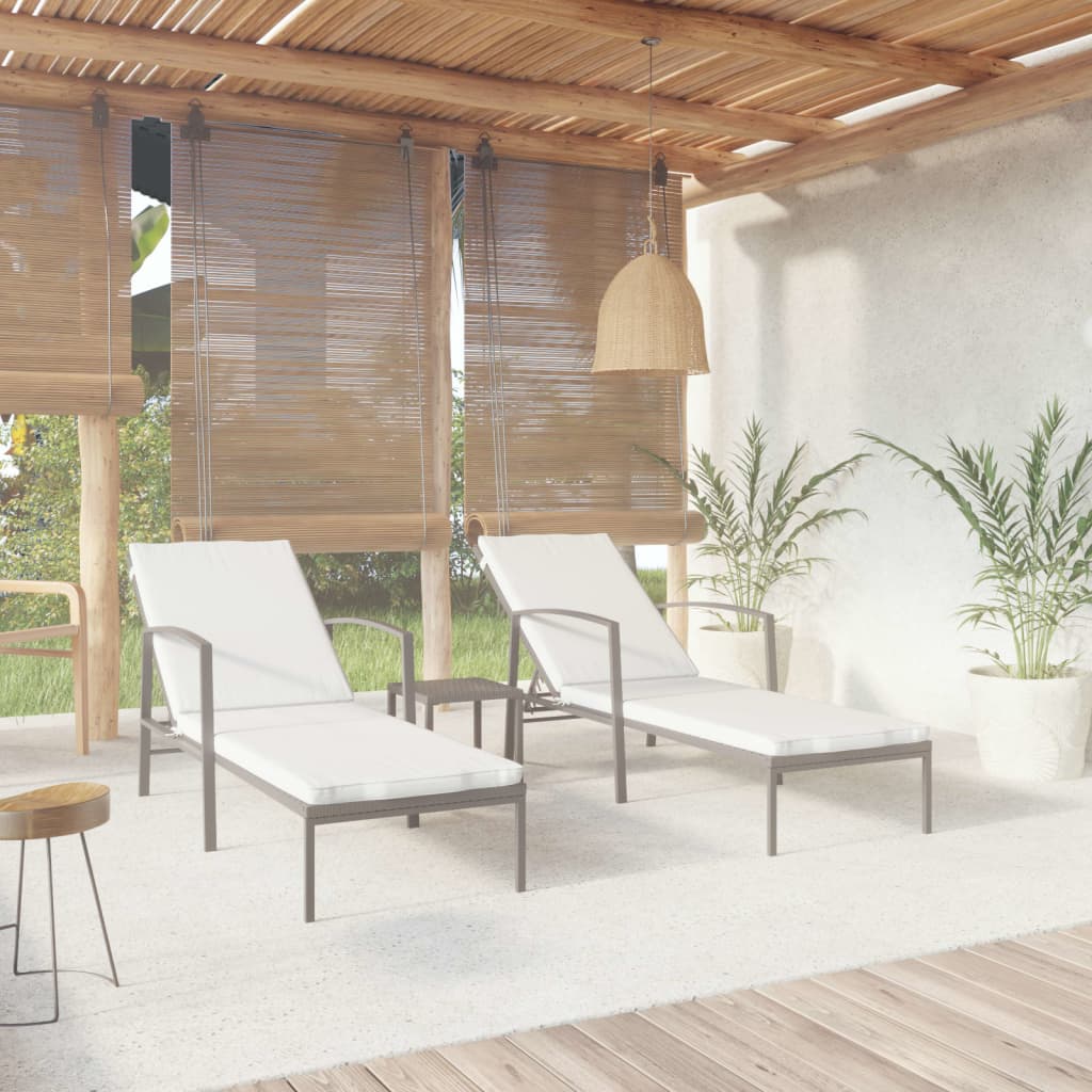 Sonnenliegen 2 Stk. mit Tisch Poly Rattan Schwarz Sonnenliegen 2 Stk. mit Tisch Poly Rattan Schwarz
