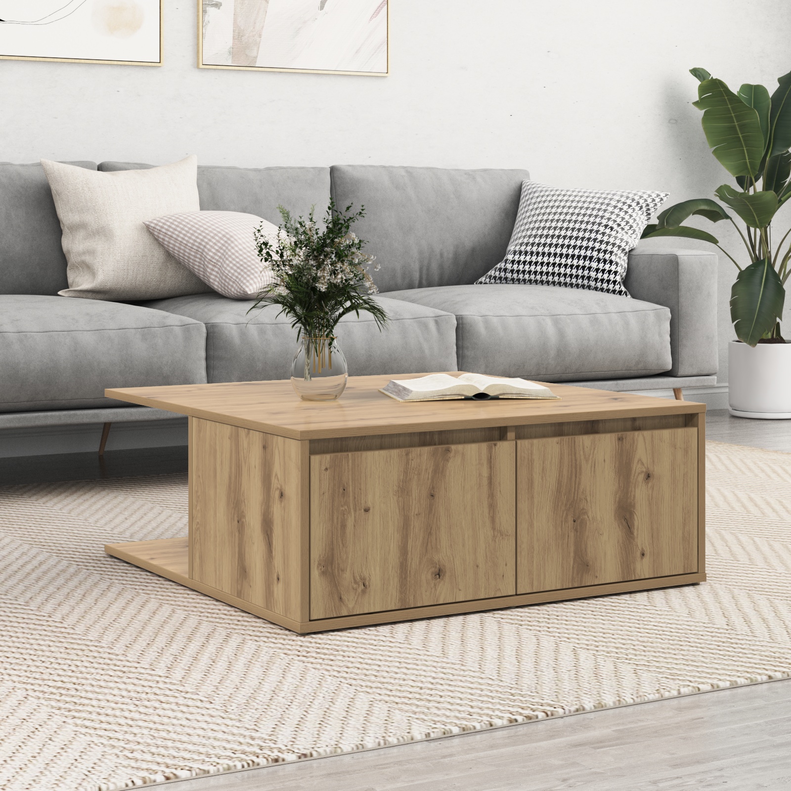 Couchtisch Eiche handwerklich 80 x 80 x 31 cm Holzwerkstoff