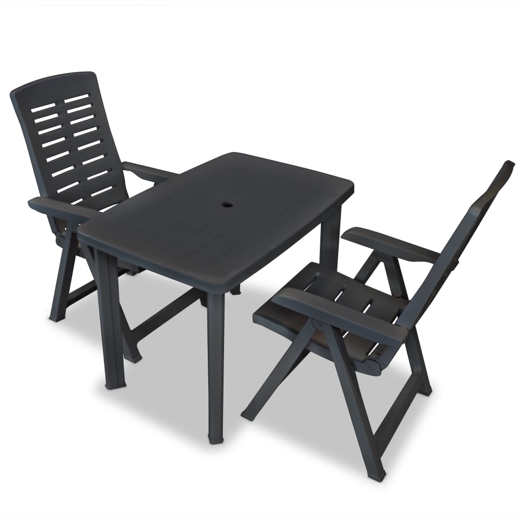 3-tlg. Bistro-Set Kunststoff Anthrazit 3-tlg. Bistro-Set Kunststoff Anthrazit