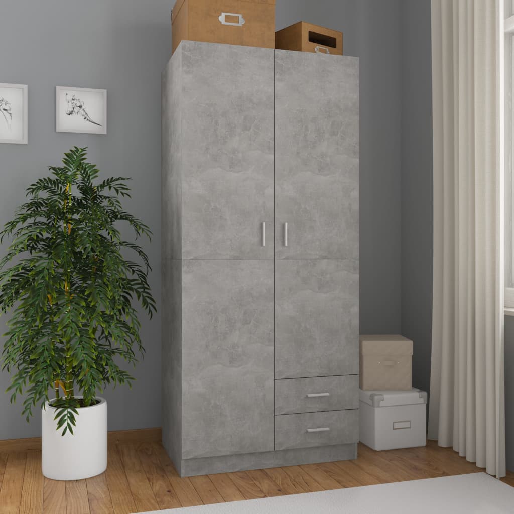Kleiderschrank Betongrau 80x52x180 cm Holzwerkstoff