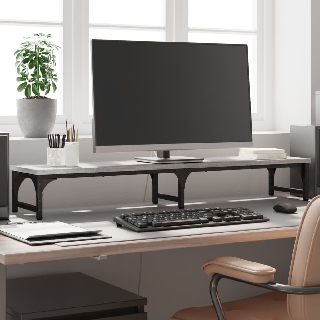 Monitorständer Grau Sonoma 105x23x15,5 cm Holzwerkstoff Monitorständer Grau Sonoma 105x23x15,5 cm Holzwerkstoff