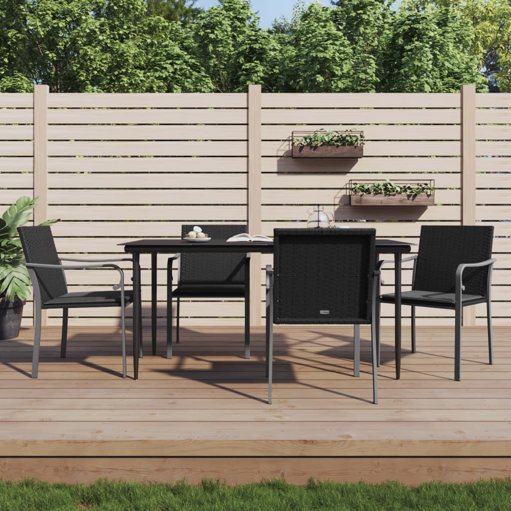 5-tlg. Garten-Essgruppe mit Kissen Poly Rattan und Stahl 5-tlg. Garten-Essgruppe mit Kissen Poly Rattan und Stahl