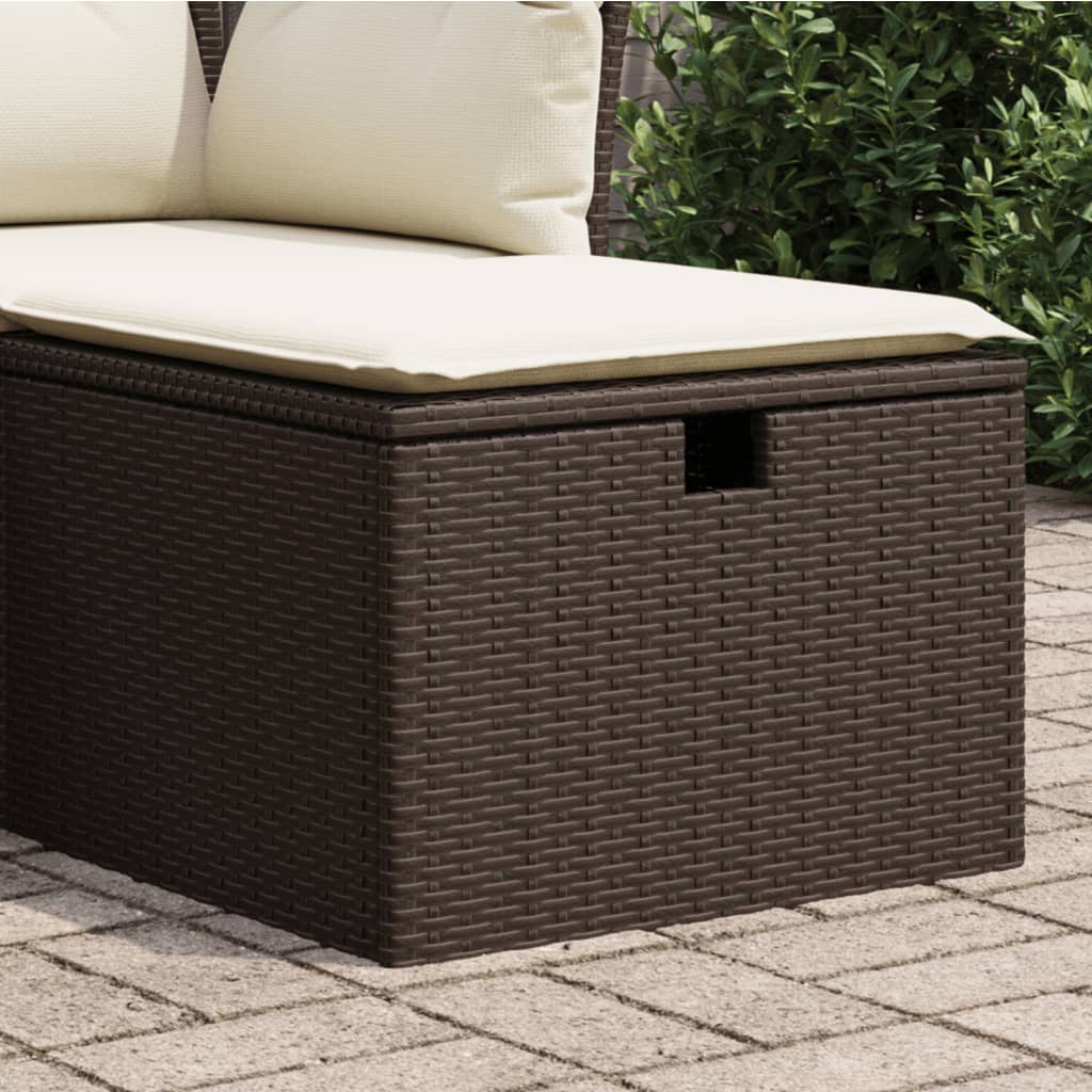 Gartenhocker mit Kissen Braun 55x55x37 cm Poly Rattan Gartenhocker mit Kissen Braun 55x55x37 cm Poly Rattan