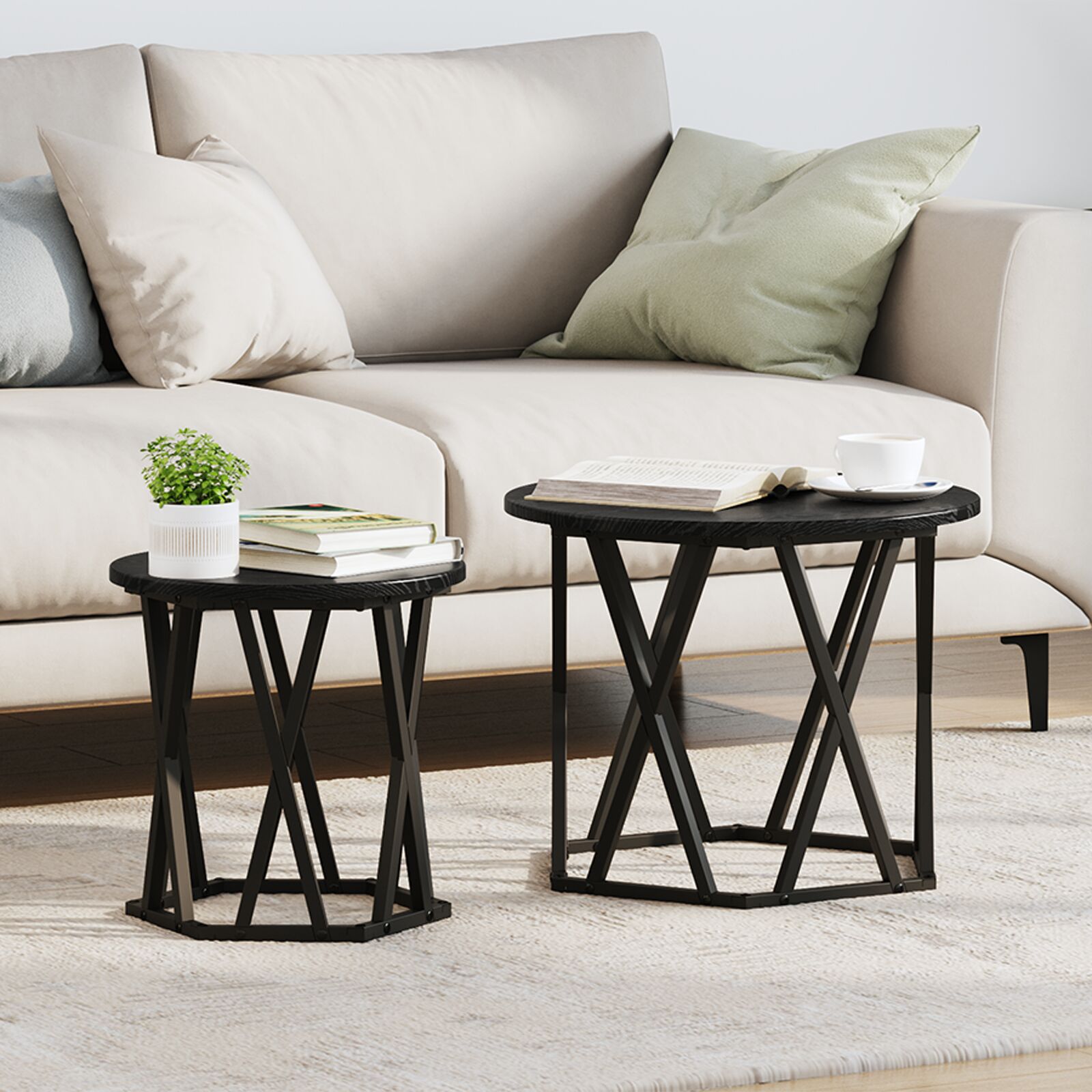 vidaXL Schreibtisch-Tischset 2er Set Schwarzes Eichenholz