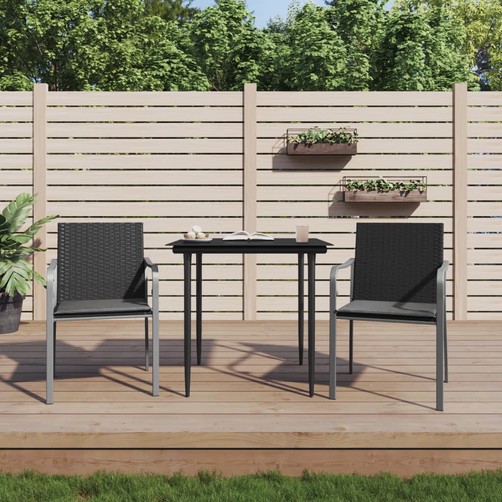 Gartenstühle mit Kissen 2 Stk. Schwarz 56x59x84 cm Poly Rattan Gartenstühle mit Kissen 2 Stk. Schwarz 56x59x84 cm Poly Rattan