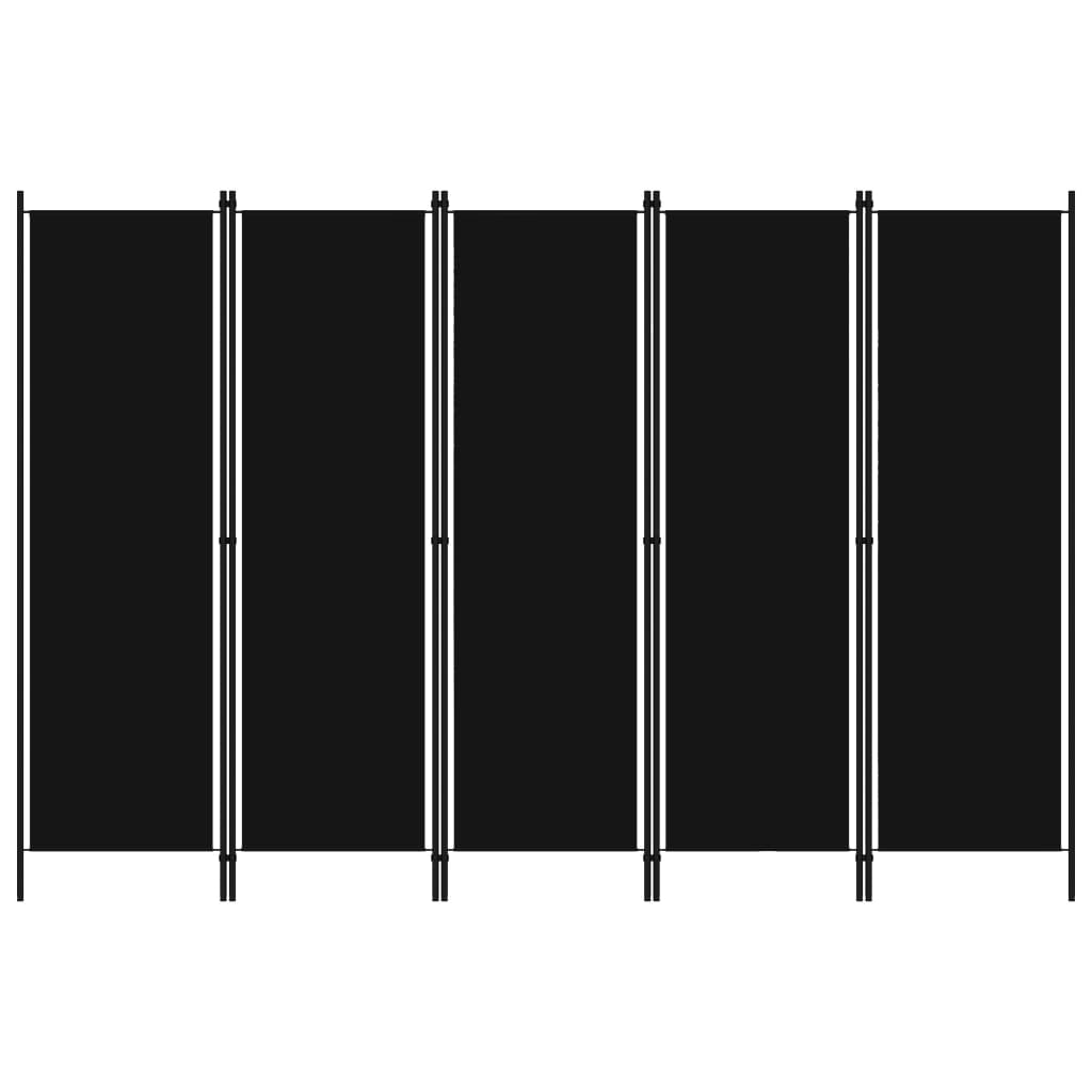 5-tlg. Raumteiler Schwarz 250x180 cm