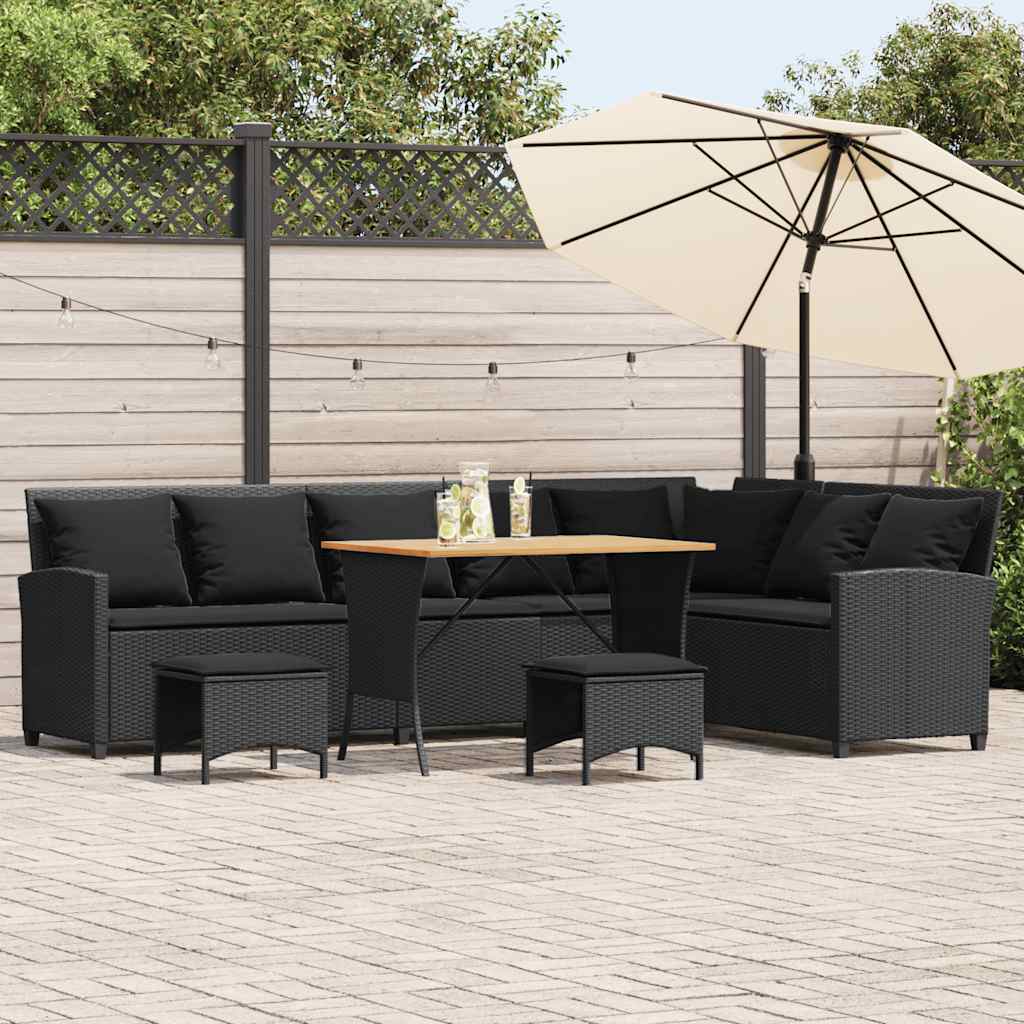4tlg. Garten-Sofagarnitur mit Kissen L-Form Schwarz Poly Rattan 4tlg. Garten-Sofagarnitur mit Kissen L-Form Schwarz Poly Rattan
