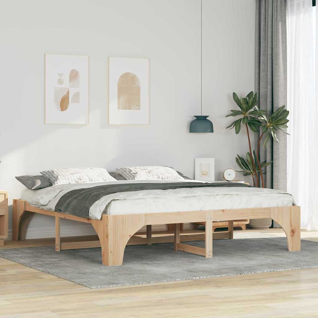 Bodenbettgestell Braun 180 x 200 cm Massivholz Kiefer