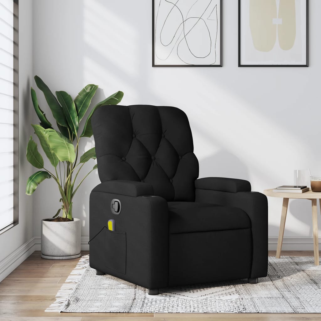 Massage-Relaxsessel, schwarzer Stoff