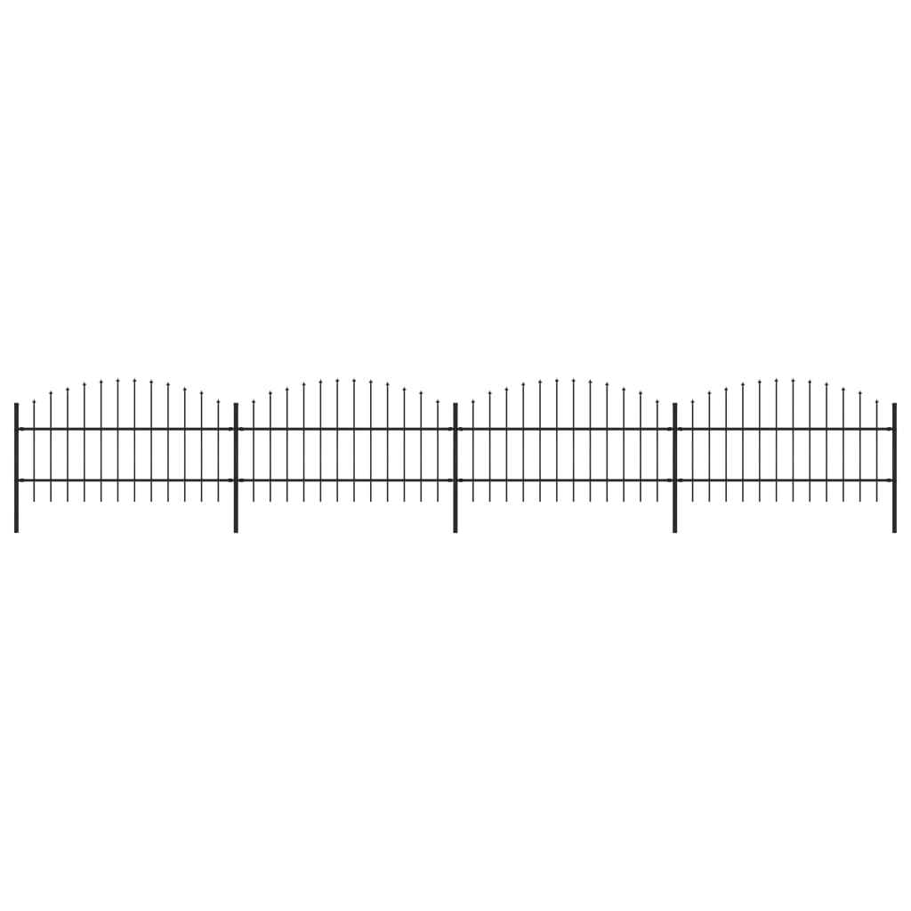 Gartenzaun mit Speerspitzen Stahl (0,75 - 1) x 6,8 m Schwarz
