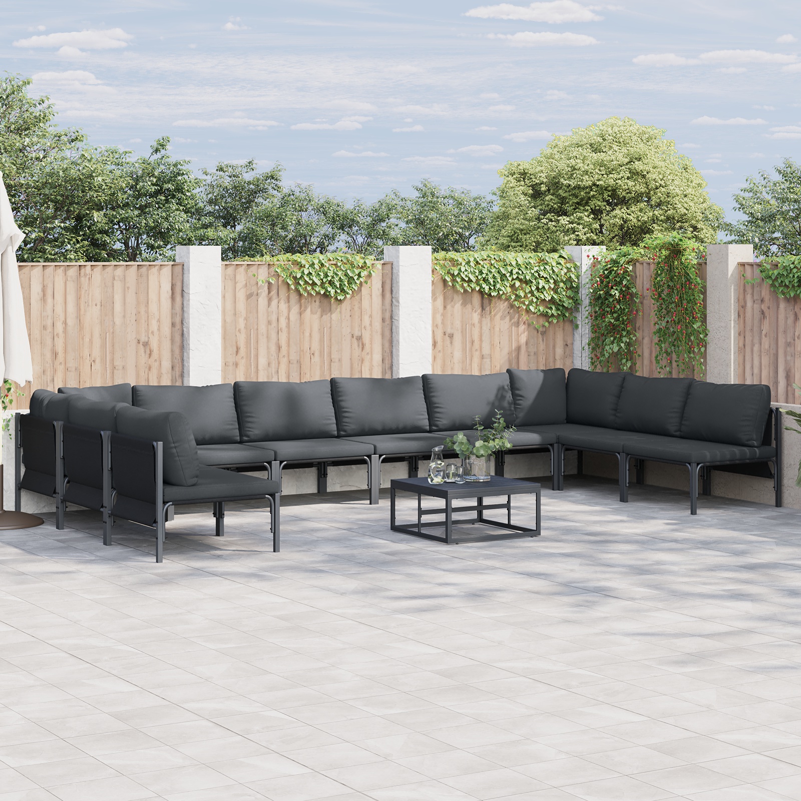Garten-Sofa-Set 10 pcs Anthrazit Stahl Garten-Sofa-Set 10 pcs Anthrazit Stahl