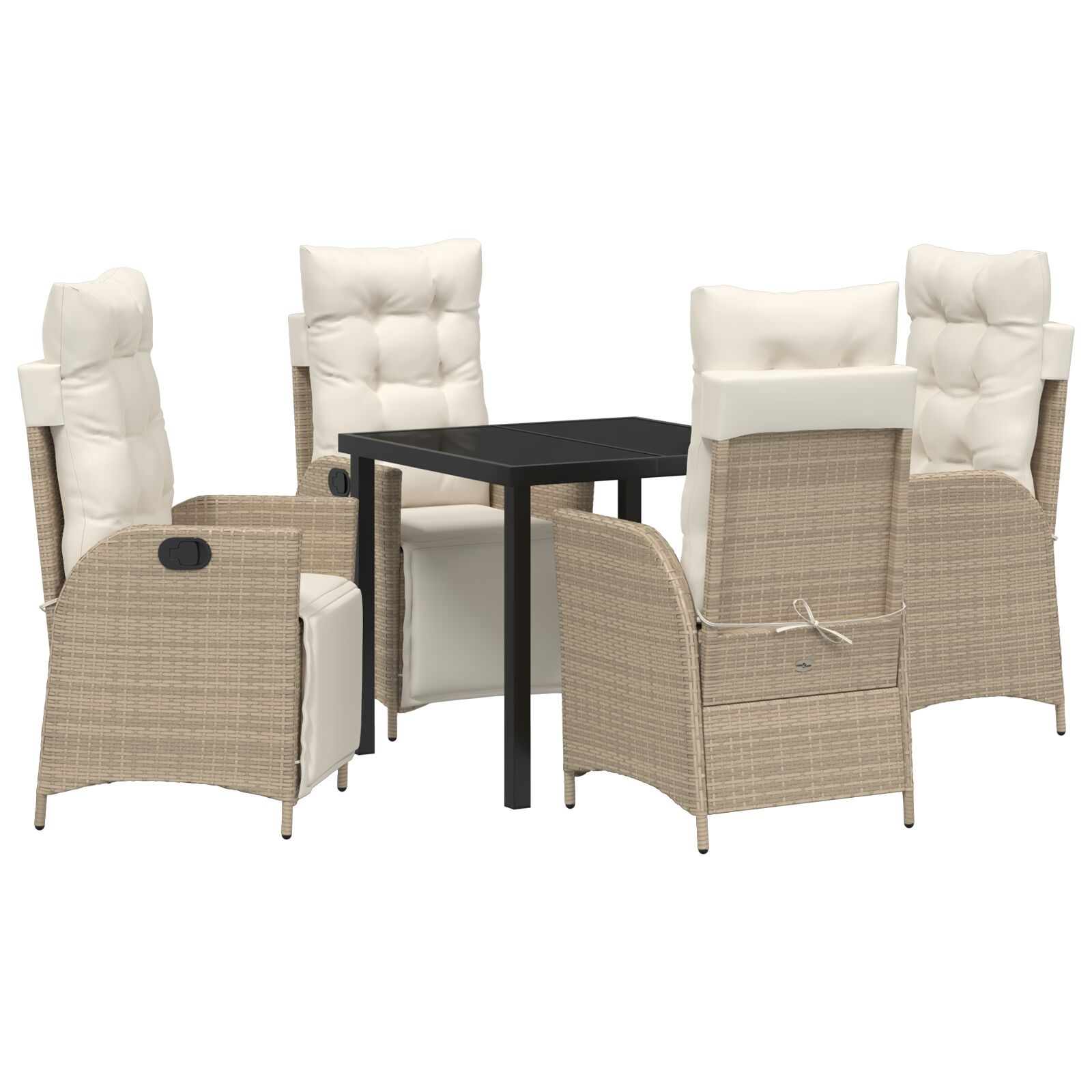 5-teiliges Garten-Ess-Set in Beige aus Poly Rattan