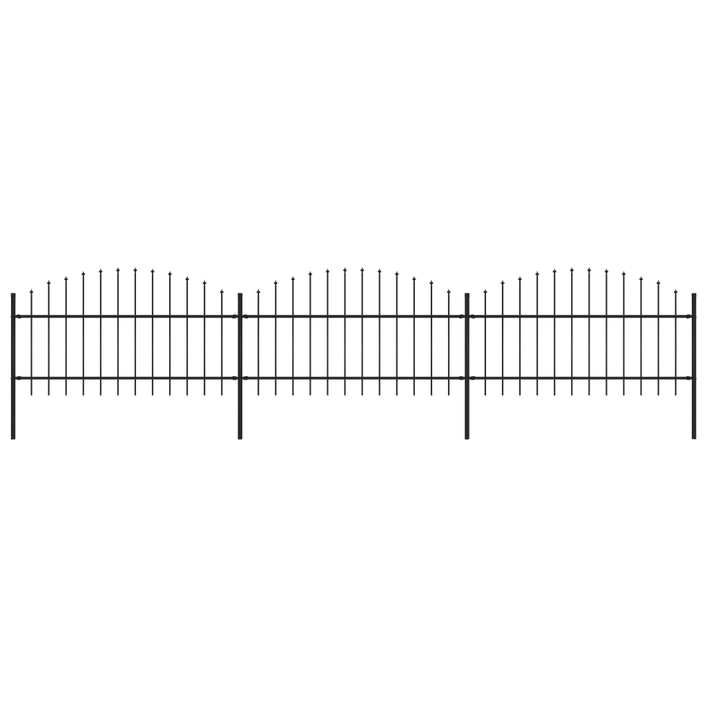 Gartenzaun mit Speerspitzen Stahl (1 - 1,25) x 5,1 m Schwarz