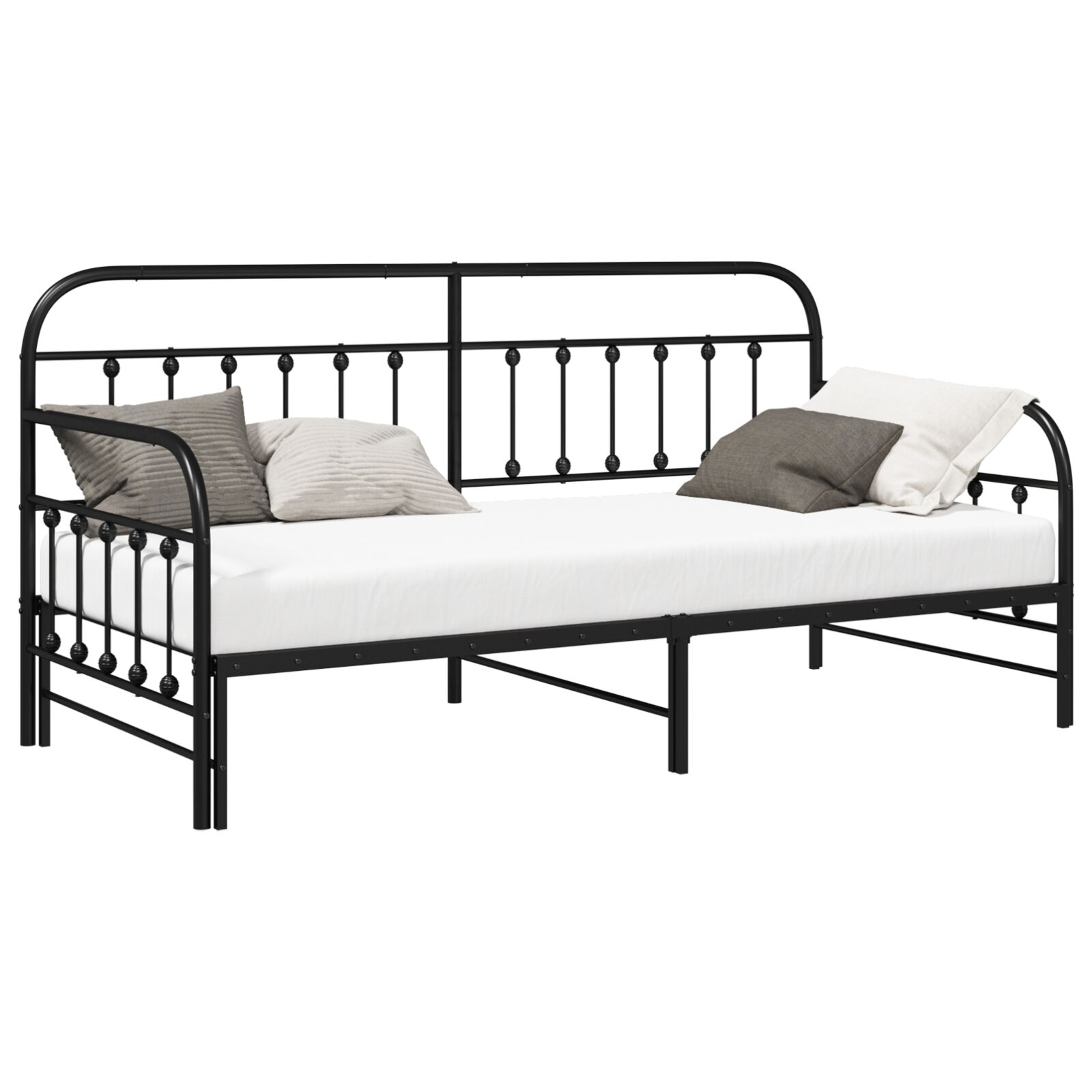 Tagesbett mit Unterbett Schwarz 90x190 cm Stahl