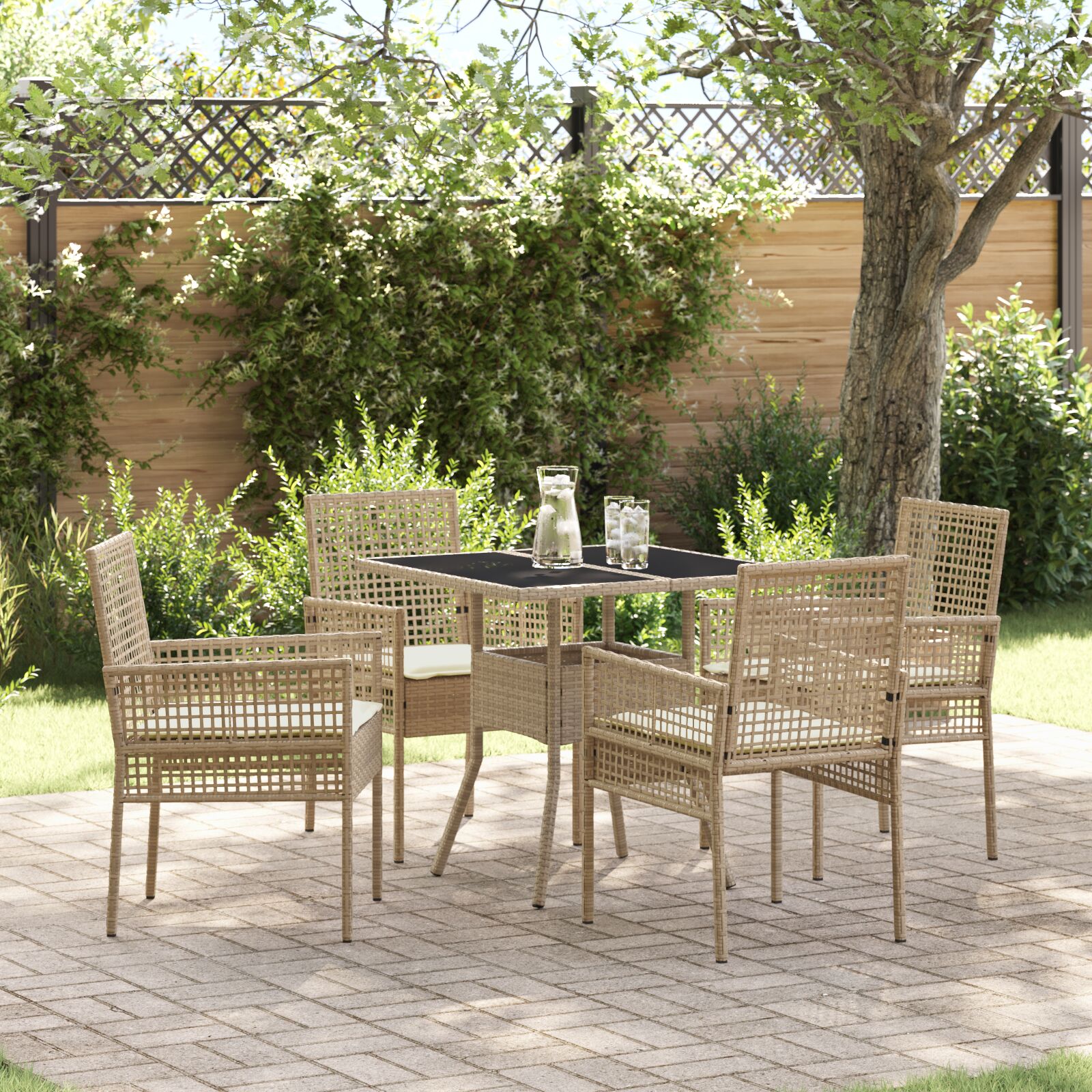 5-teiliges Garten Essset Beige Poly Rattan 5-teiliges Garten Essset Beige Poly Rattan