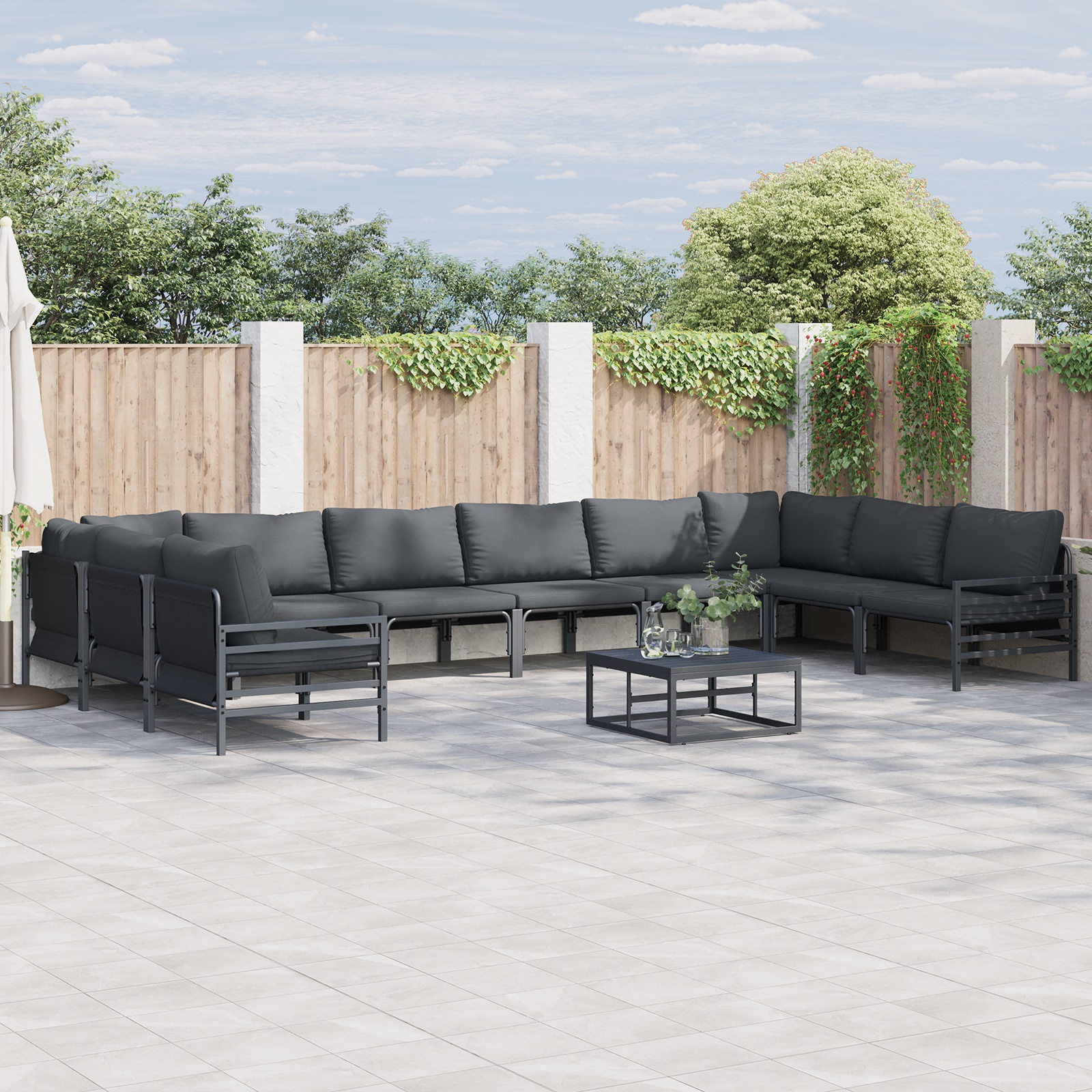 Garten-Sofa-Set 11 pcs Anthrazit Stahl Garten-Sofa-Set 11 pcs Anthrazit Stahl