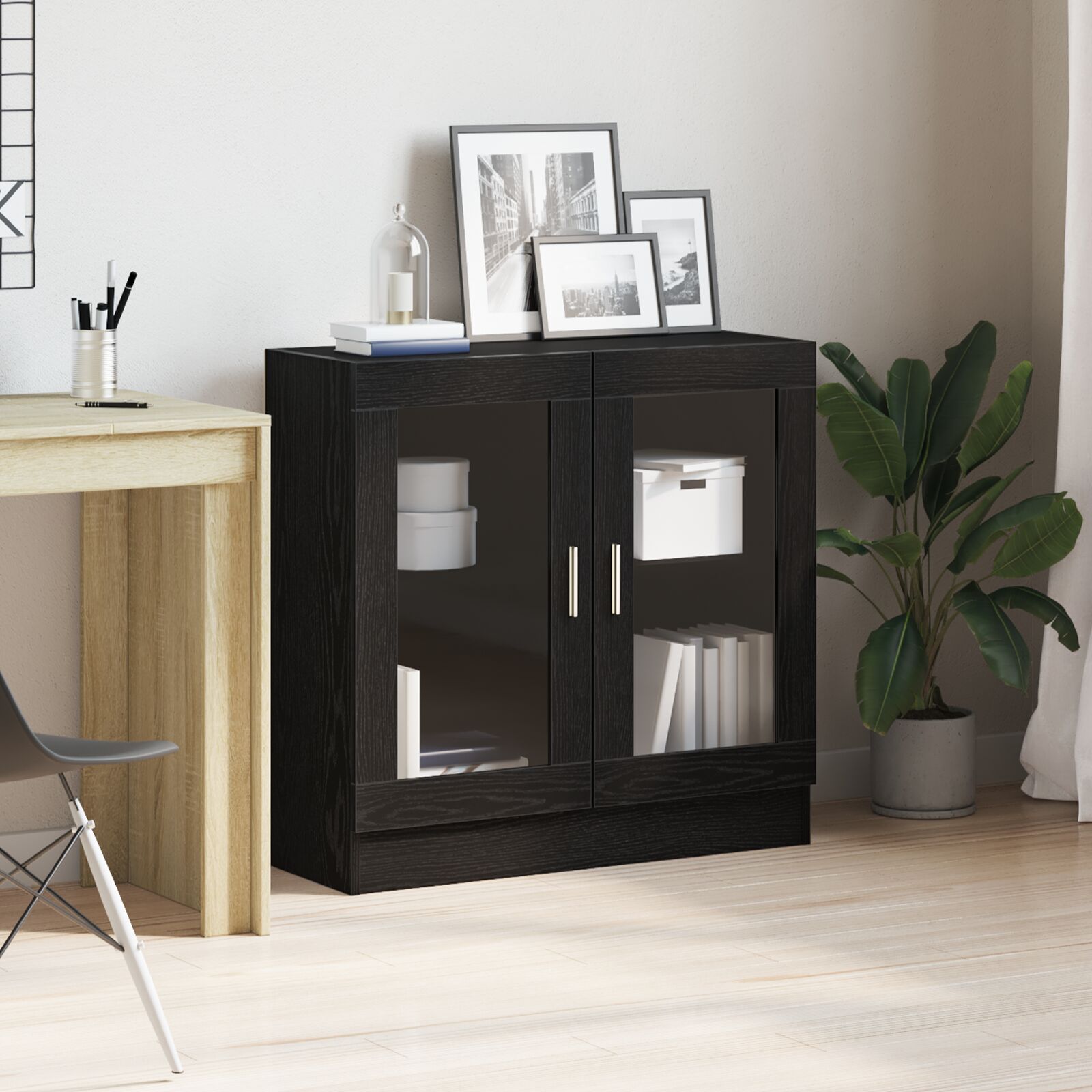 vidaXL Bücherregal Schwarz Eiche 82,5x30,5x80 cm aus Spanplatte