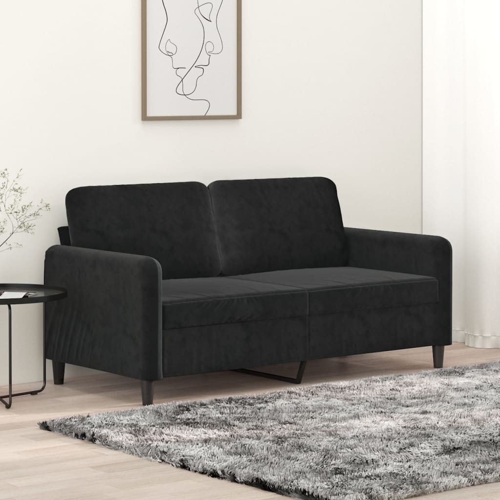 2-Sitzer-Sofa Schwarz 140 cm Samt 2-Sitzer-Sofa Schwarz 140 cm Samt