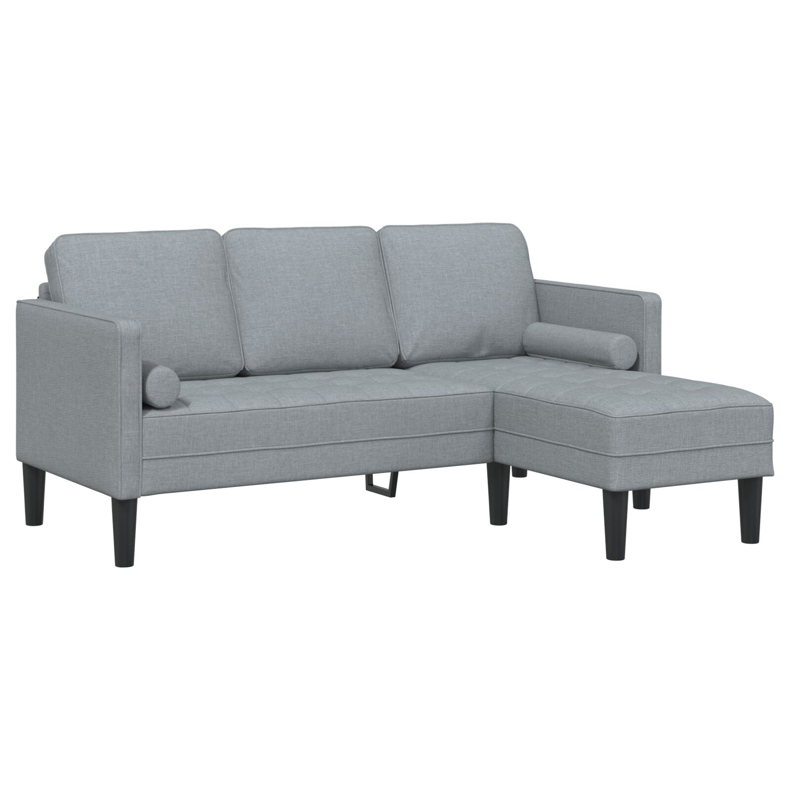 3-Sitzer Sofa L-förmig Hellgrau 160 cm Stoff 3-Sitzer Sofa L-förmig Hellgrau 160 cm Stoff