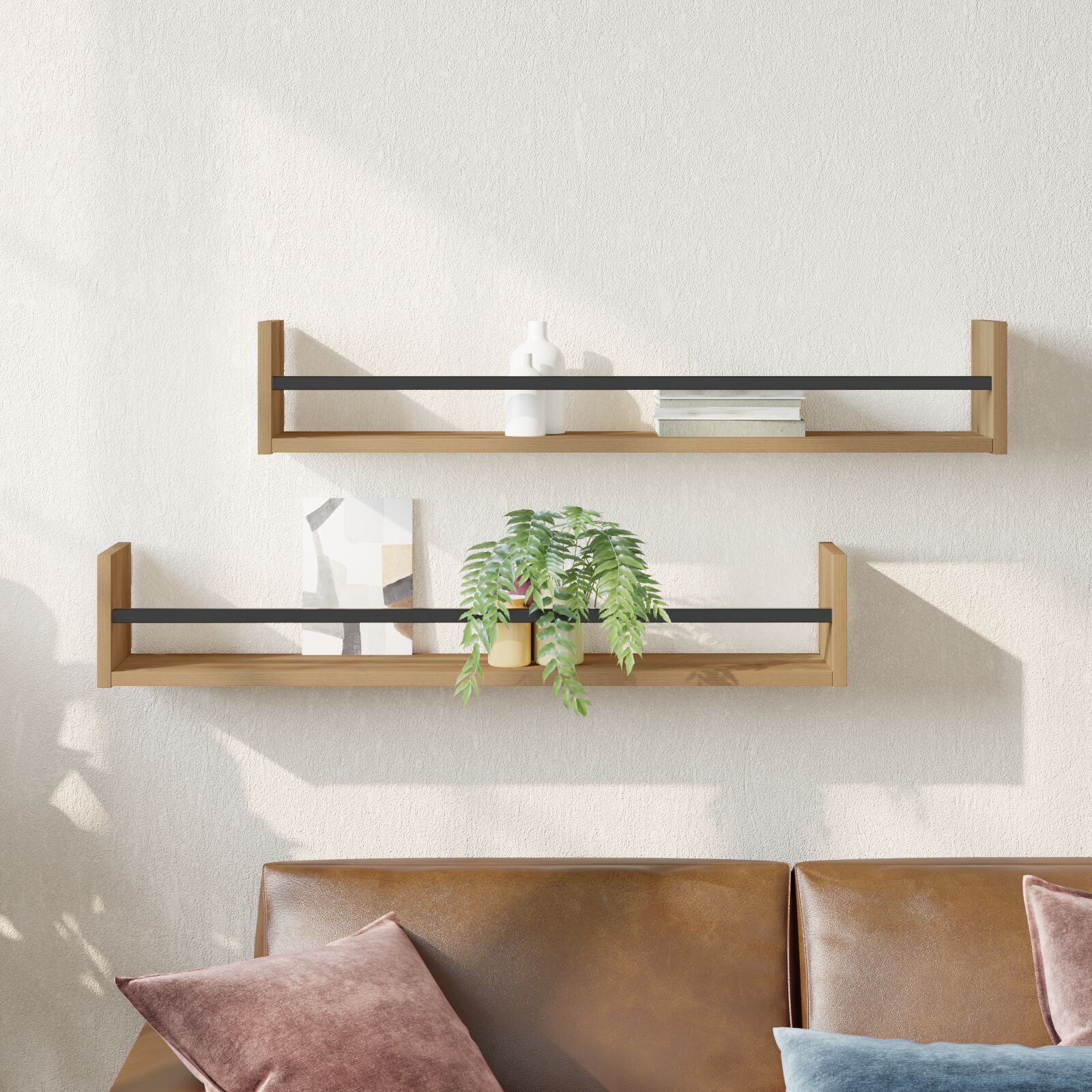 Wandregale 2 Stk. Artisan Eiche 80x16x14 cm Holzwerkstoff