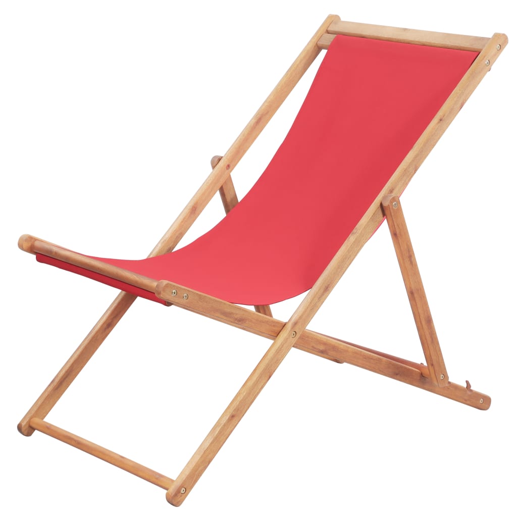 Strandstuhl Klappbar Stoff und Massivholz Rot Strandstuhl Klappbar Stoff und Massivholz Rot