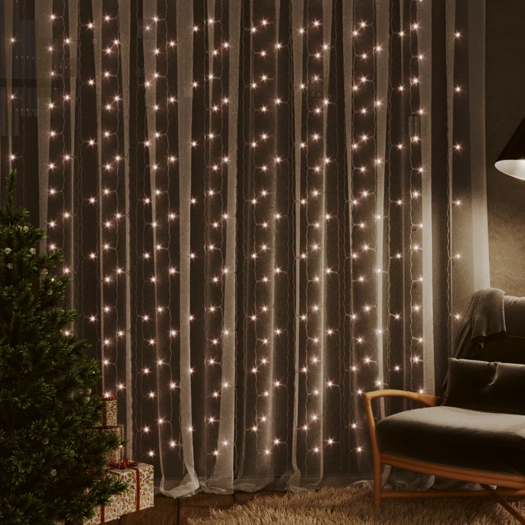 LED-Lichtervorhang 3x3 m 300 LED Warmweiß 8 Funktionen LED-Lichtervorhang 3x3 m 300 LED Warmweiß 8 Funktionen