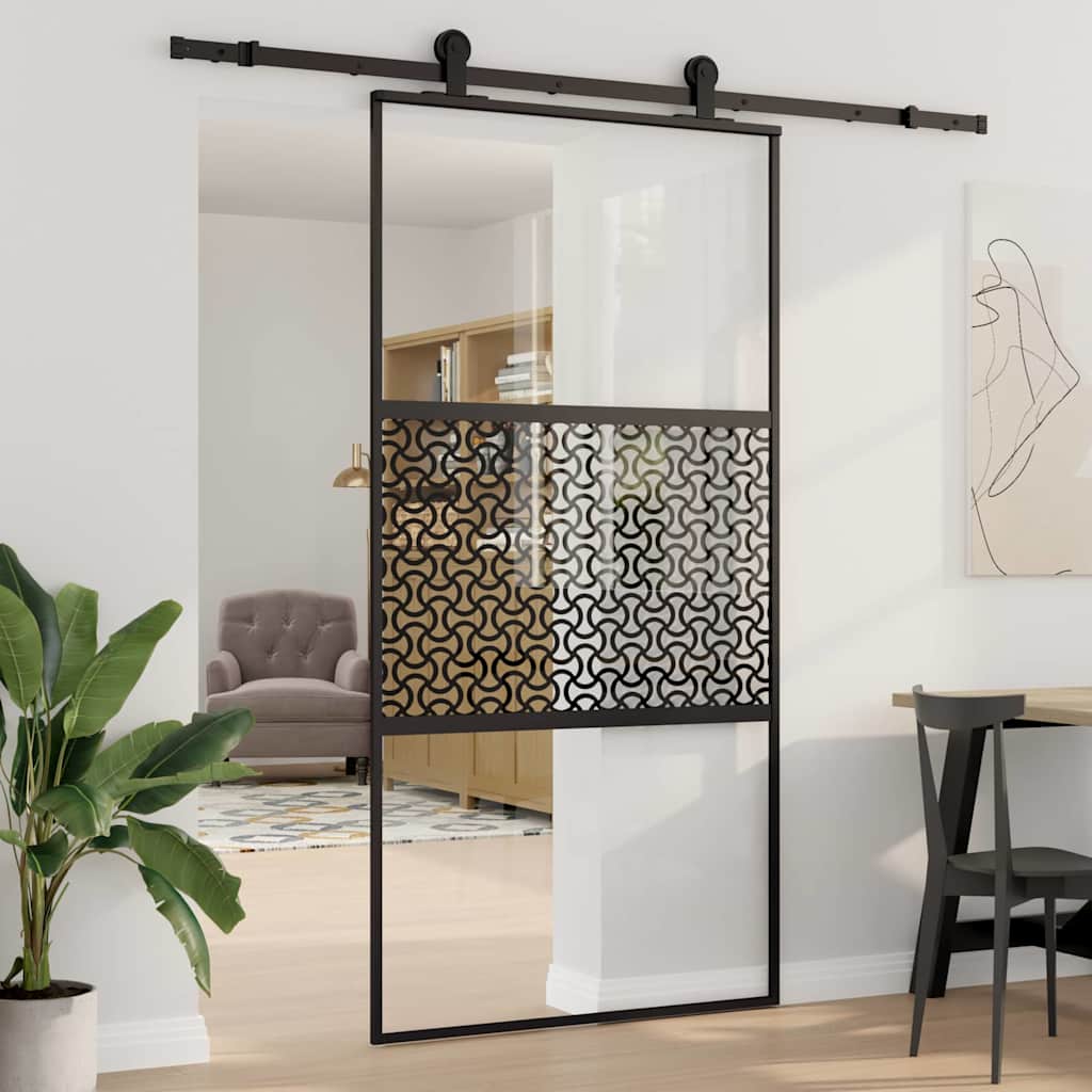Schiebetür Schwarz 102.5 x 205 cm Gehärtetes Glas, Aluminium Schiebetür Schwarz 102.5 x 205 cm Gehärtetes Glas, Aluminium