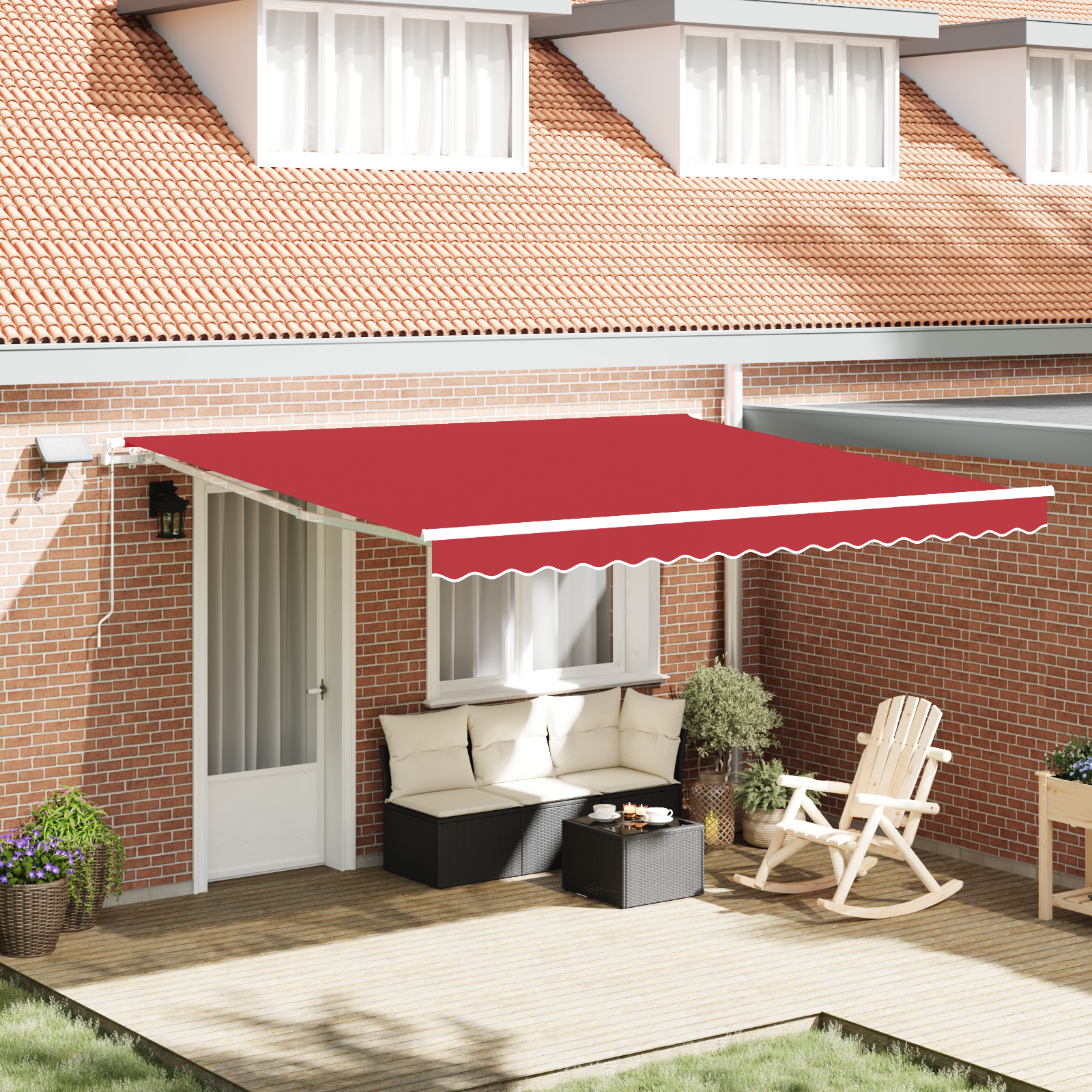 manuelle einziehbare Markise mit LED Rot 400x300 cm