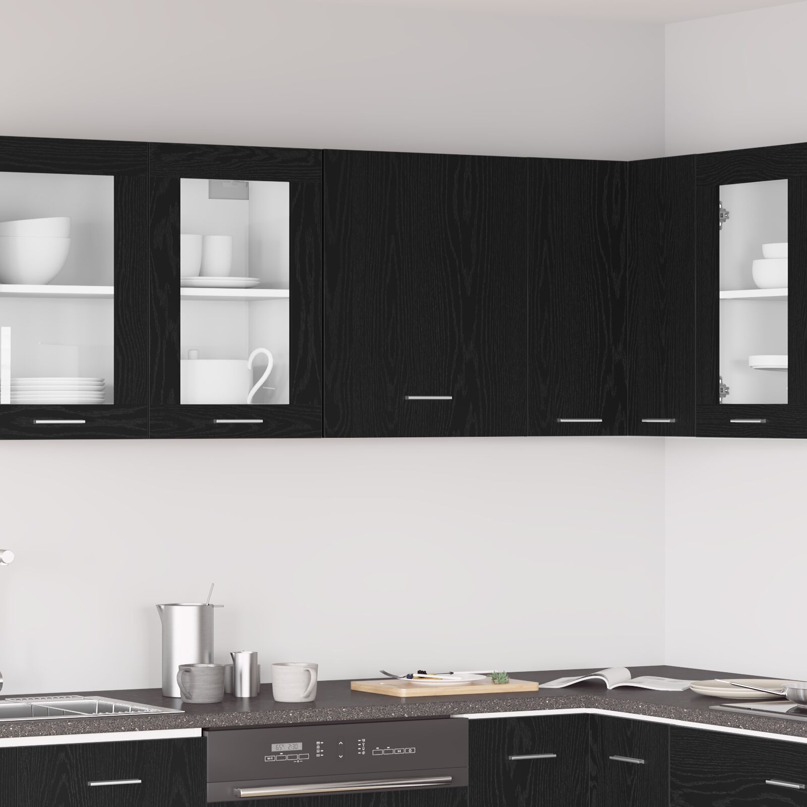 vidaXL Schwarzer Eichenhängeschrank 50x31x60 cm Aus Holzwerkstoff