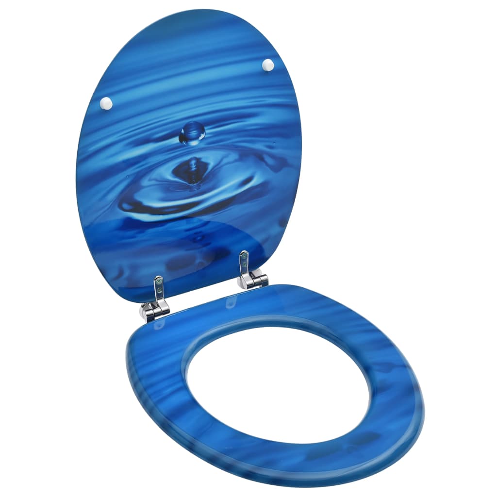 Toilettensitz mit Deckel MDF Blau Wassertropfen-Design Toilettensitz mit Deckel MDF Blau Wassertropfen-Design