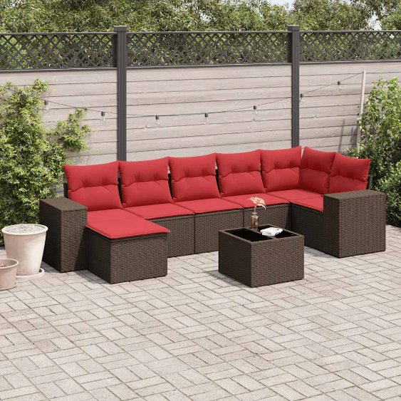 8-teiliges Gartensofa-Set mit Kissen, braun, Polyrattan 8-teiliges Gartensofa-Set mit Kissen, braun, Polyrattan