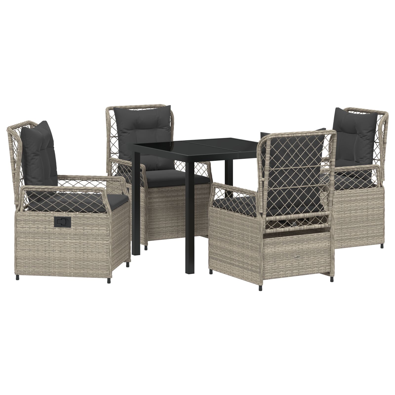 5-teiliges Garten-Ess-Set Hellgrau Poly-Rattan 5-teiliges Garten-Ess-Set Hellgrau Poly-Rattan