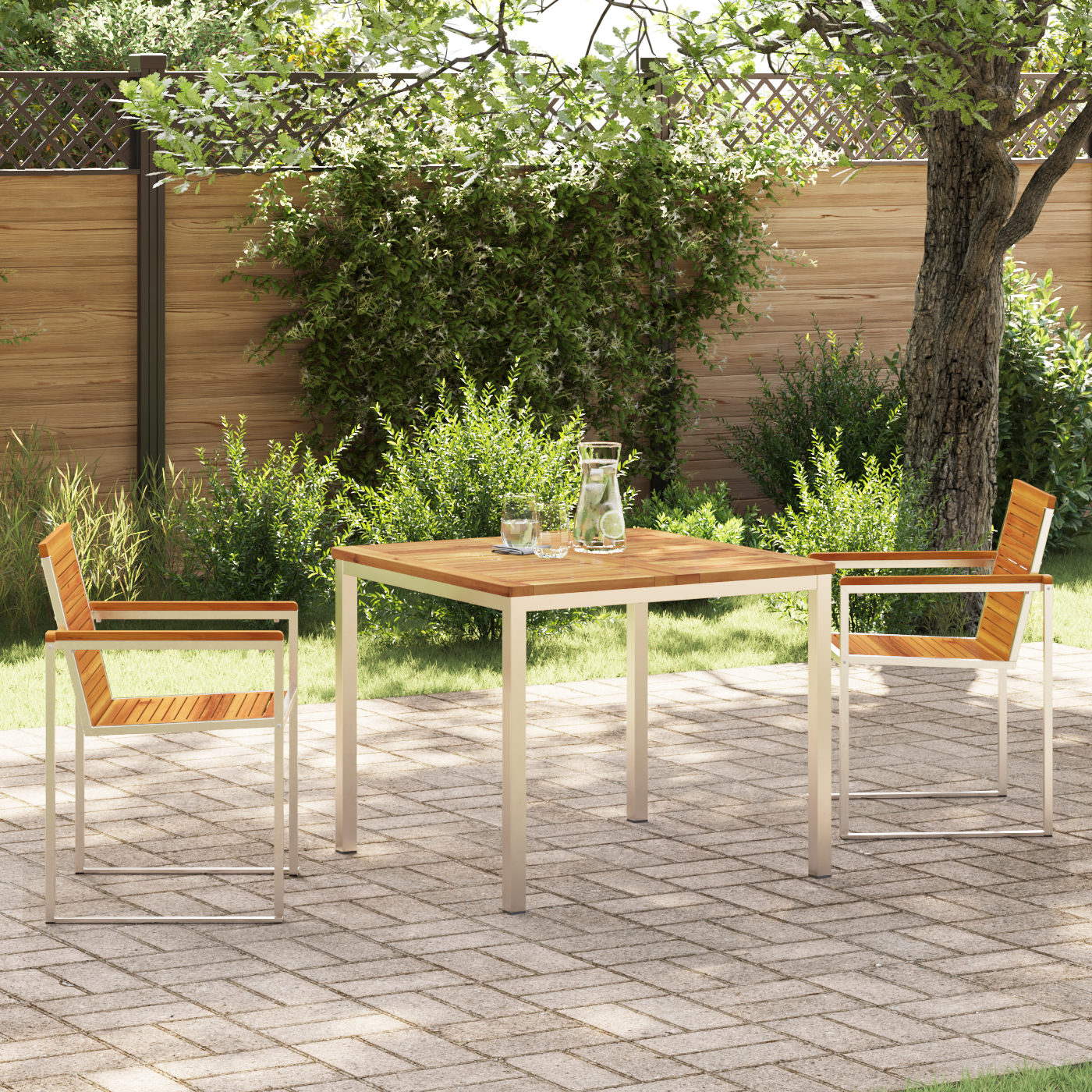 3-teilige Garten Essgruppe Massivholz Akazie