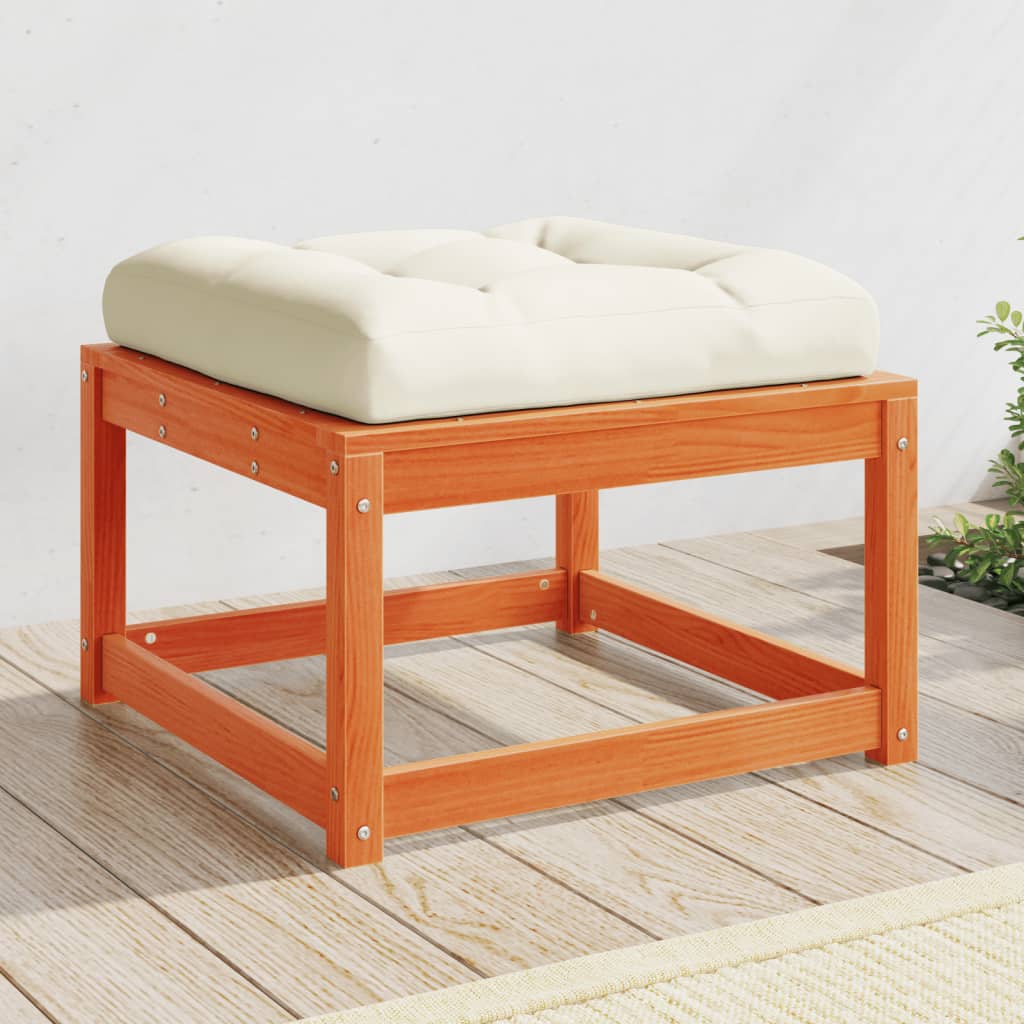 Gartenhocker mit Kissen Wachsbraun Massivholz Kiefer Gartenhocker mit Kissen Wachsbraun Massivholz Kiefer