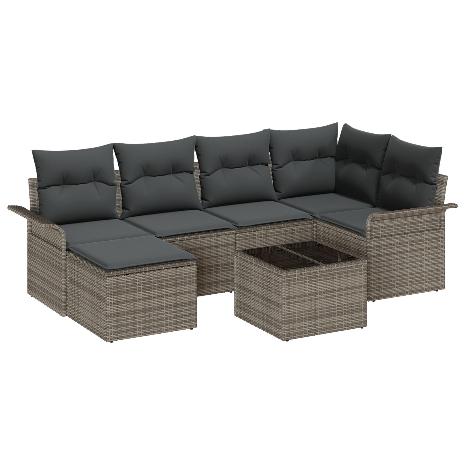 6-teiliges Garten Sofa Set mit Kissen Schwarz Poly Rattan, 2-Sitzer Garten Sofa mit Stauraum & Kissen Grau Poly Rattan 6-teiliges Garten Sofa Set mit Kissen Schwarz Poly Rattan, 2-Sitzer Garten Sofa mit Stauraum & Kissen Grau Poly Rattan