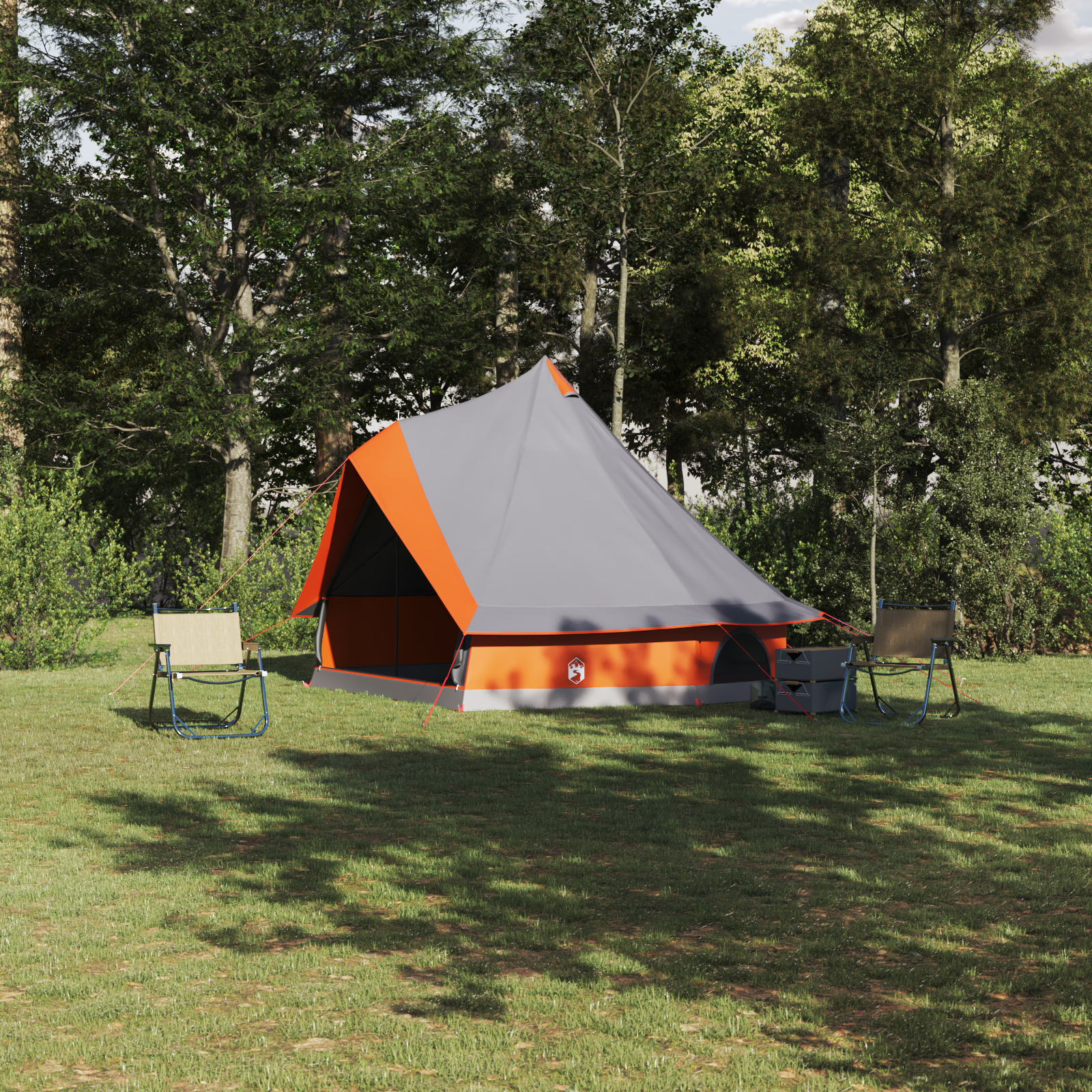 Familienzelt Tipi Grau und Orange 8-Personen Wasserdicht